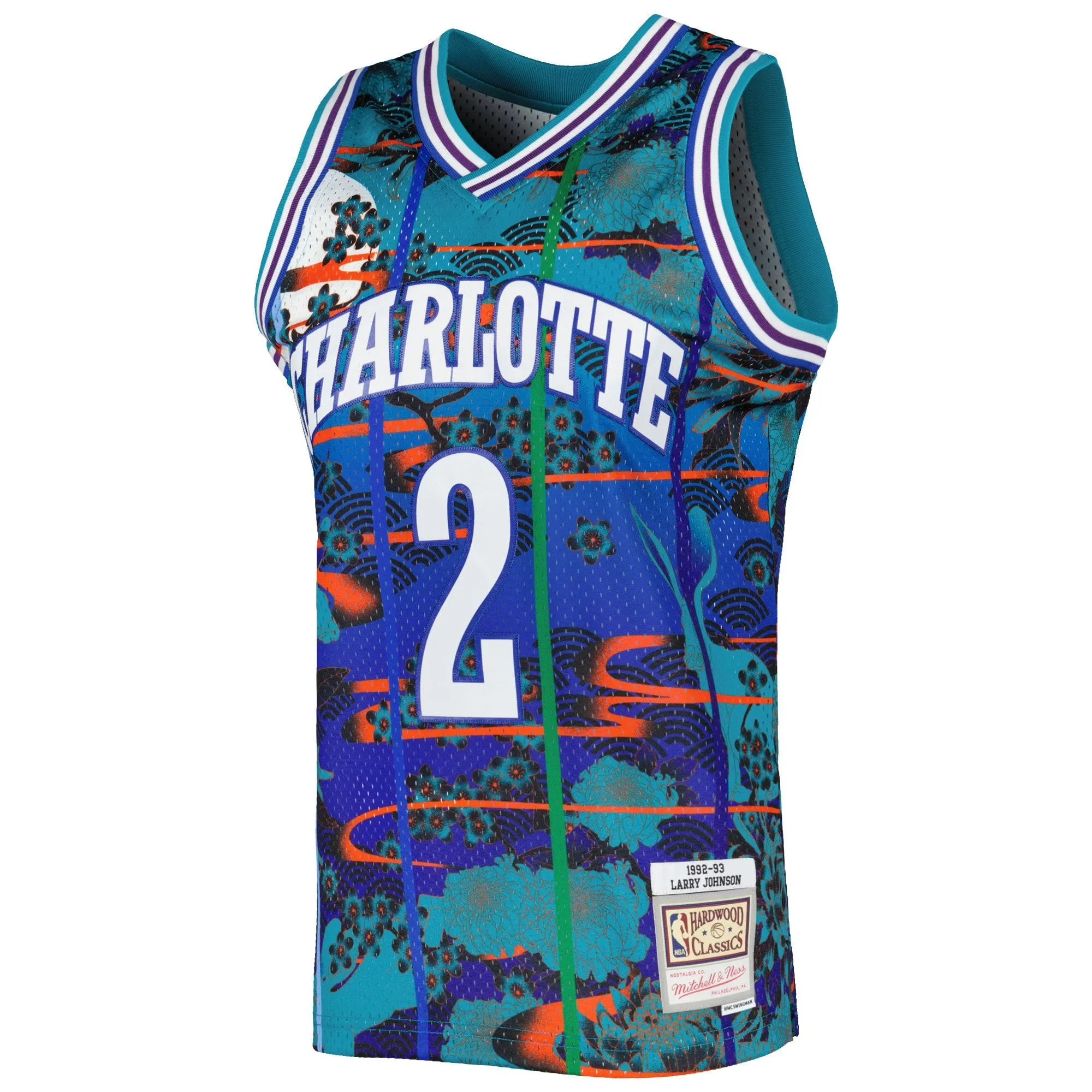 Larry Johnson Charlotte Hornets Mitchell & Ness 1992/93 Hardwood Classics Lunar New Year Swingman Jersey - Teal