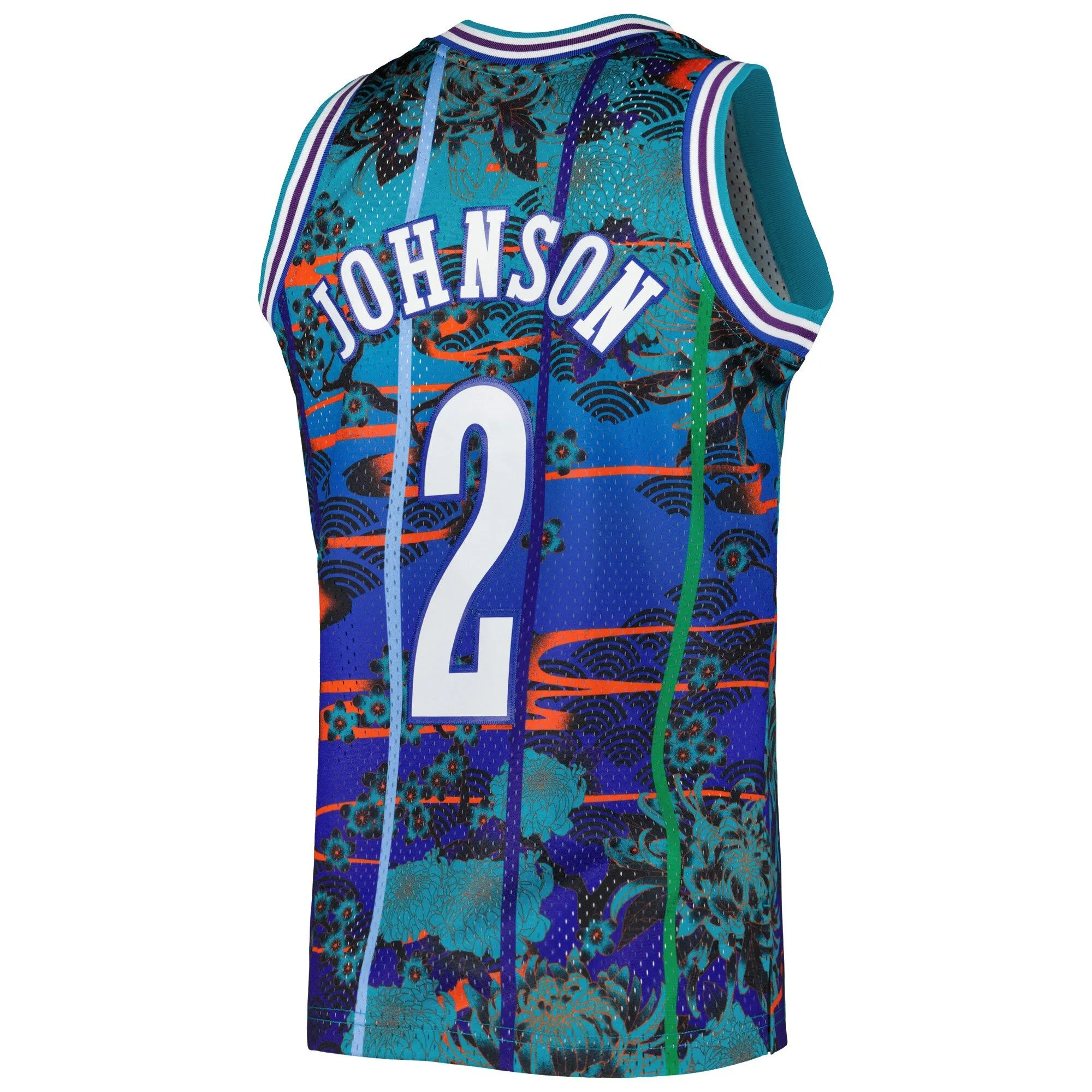 Larry Johnson Charlotte Hornets Mitchell & Ness 1992/93 Hardwood Classics Lunar New Year Swingman Jersey - Teal