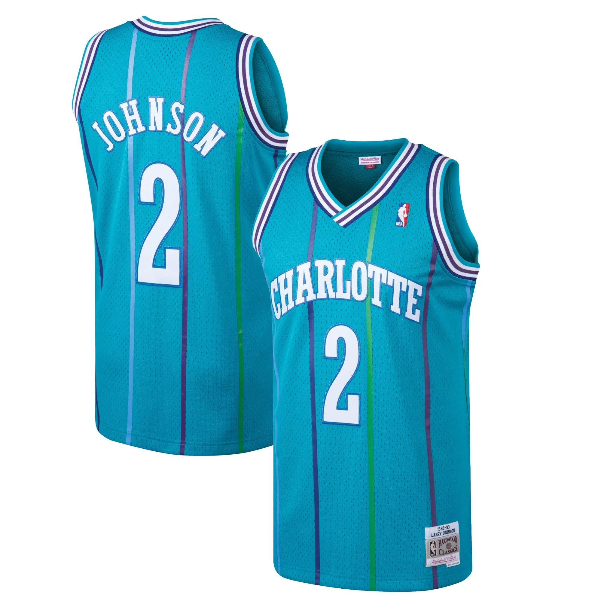 Larry Johnson Charlotte Hornets Mitchell & Ness 1992/93 Hardwood Classics Swingman Jersey - Teal