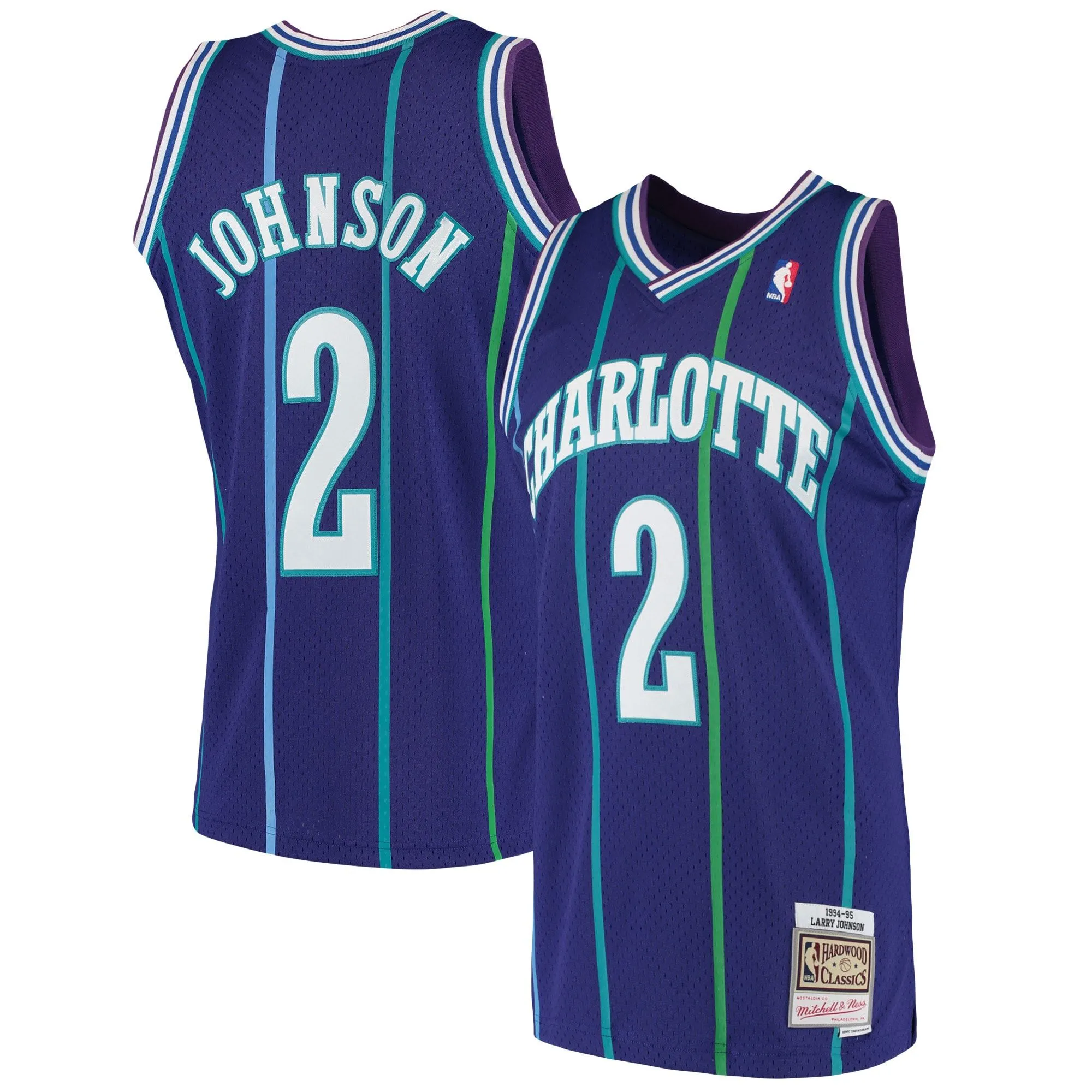 Larry Johnson Charlotte Hornets Mitchell & Ness 1994/95 Hardwood Classics Swingman Jersey - Purple