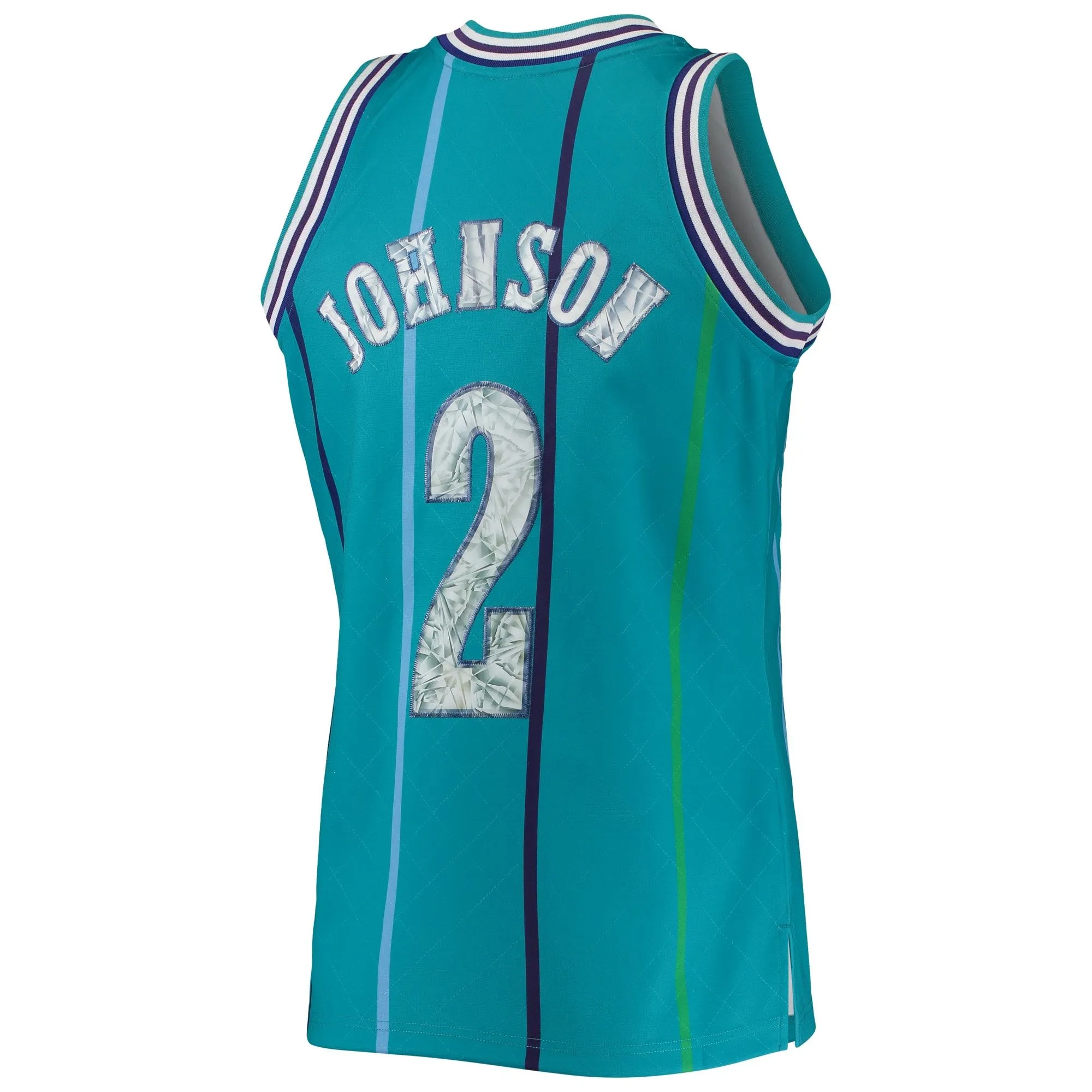 Larry Johnson Charlotte Hornets Mitchell & Ness 1996/97 Hardwood Classics NBA 75th Anniversary Diamond Swingman Jersey - Teal