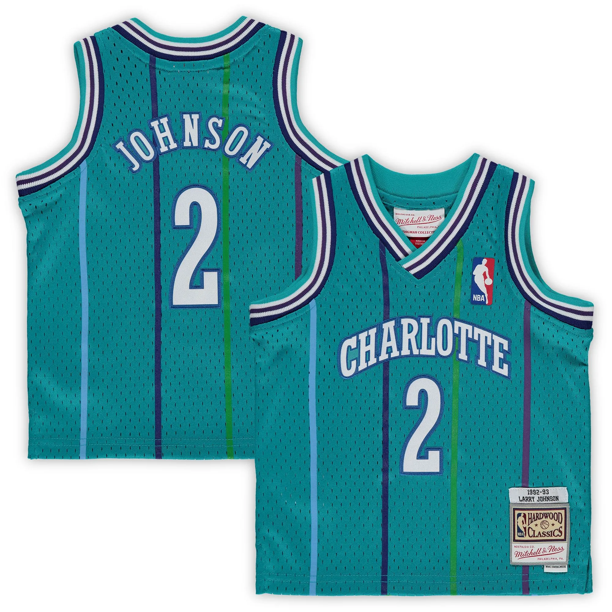 Larry Johnson Charlotte Hornets Mitchell & Ness Infant 1992/93 Hardwood Classics Retired Player Jersey - Teal