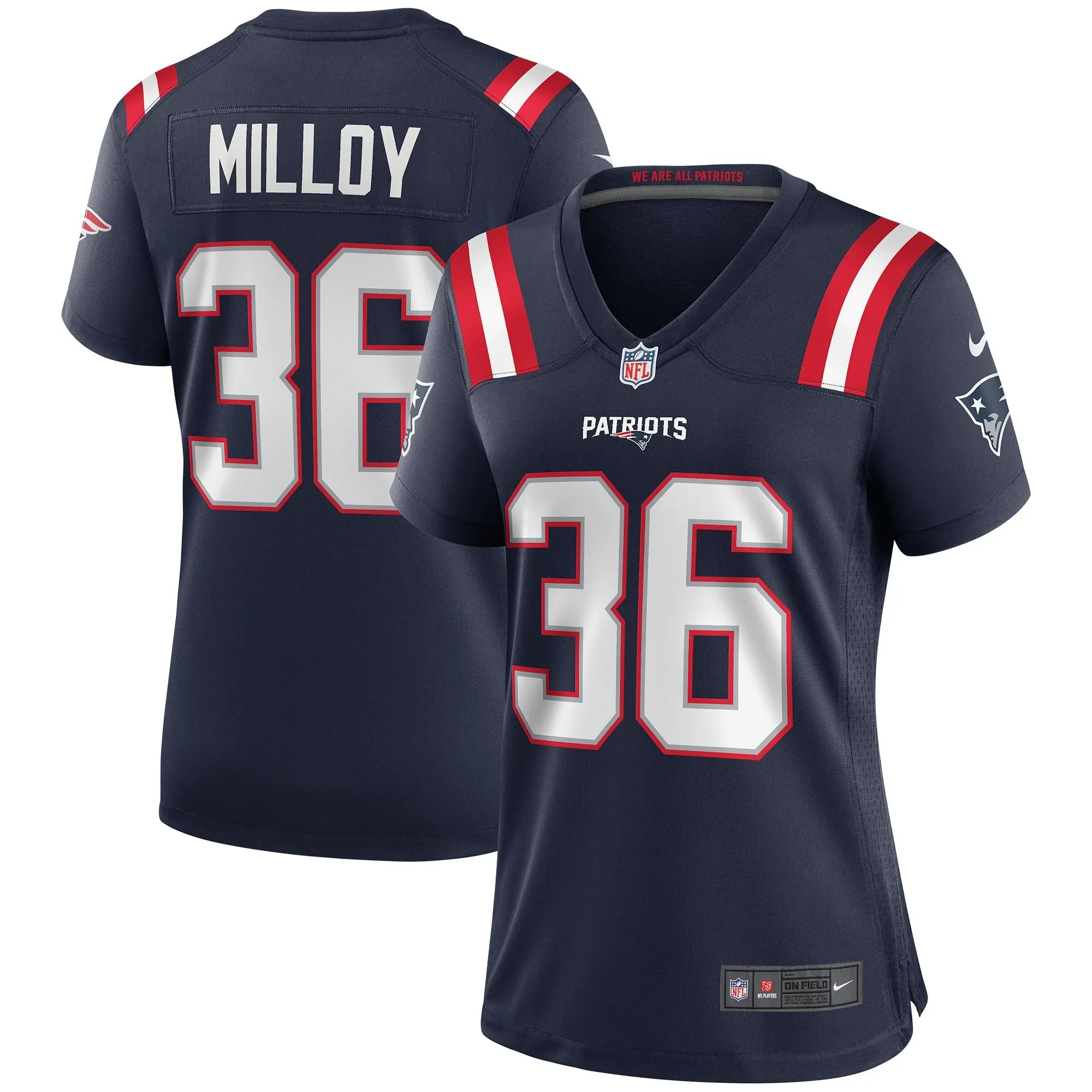 Lawyer Milloy New England Patriots  Women's Game Retired Player Jersey - Navy