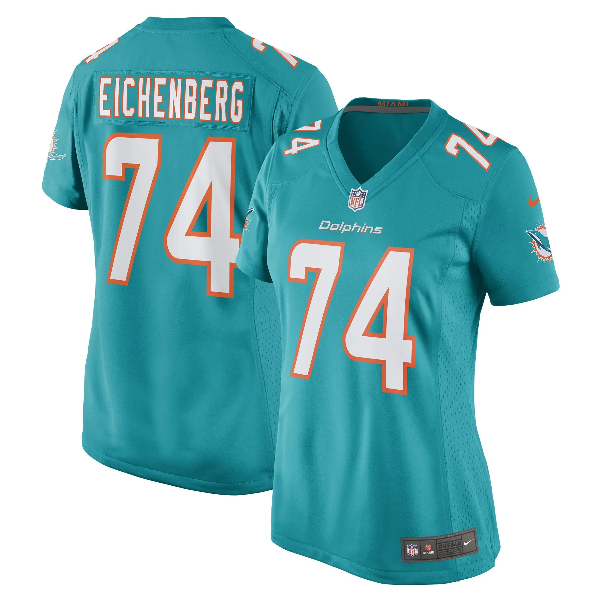 Liam Eichenberg Miami Dolphins  Women's Game Jersey - Aqua