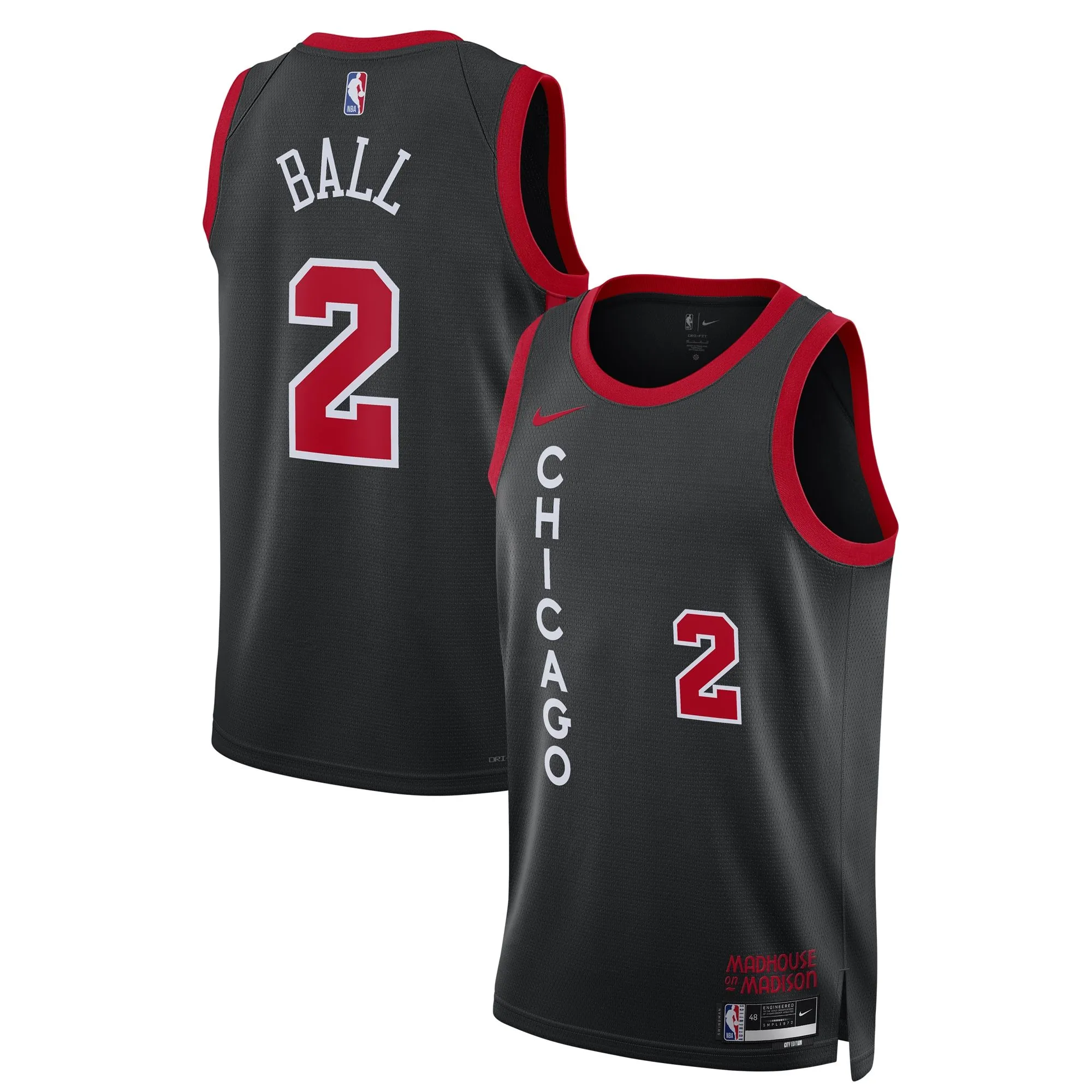 Lonzo Ball Chicago Bulls  Unisex 2023/24 Swingman Jersey - Black - City Edition