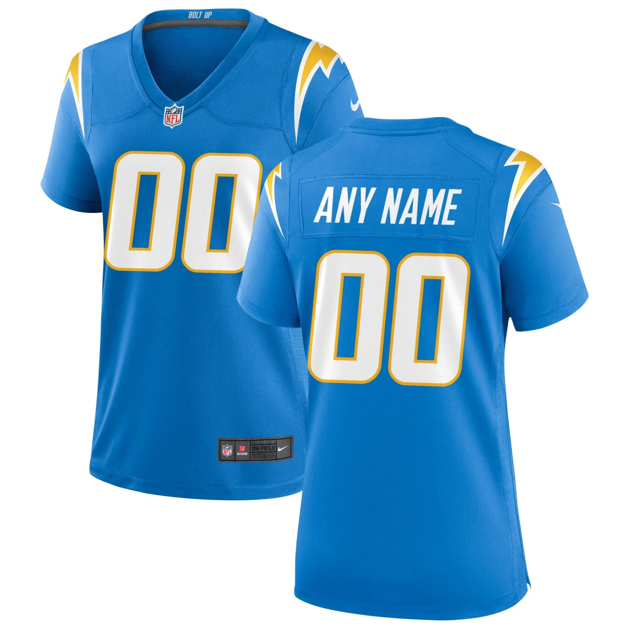 Los Angeles Chargers  Women's Custom Game Jersey - Powder Blue