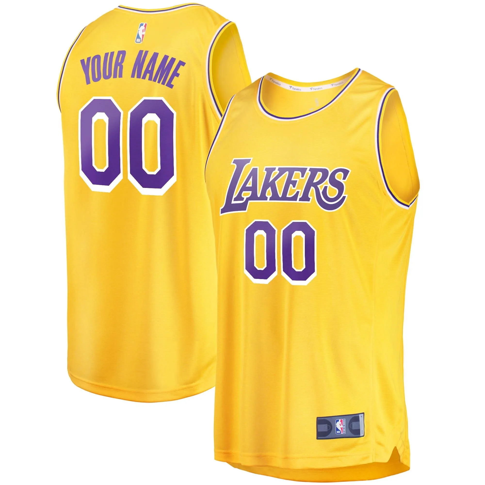 Los Angeles Lakers Fanatics Branded Youth Fast Break Custom Replica Jersey Gold - Icon Edition