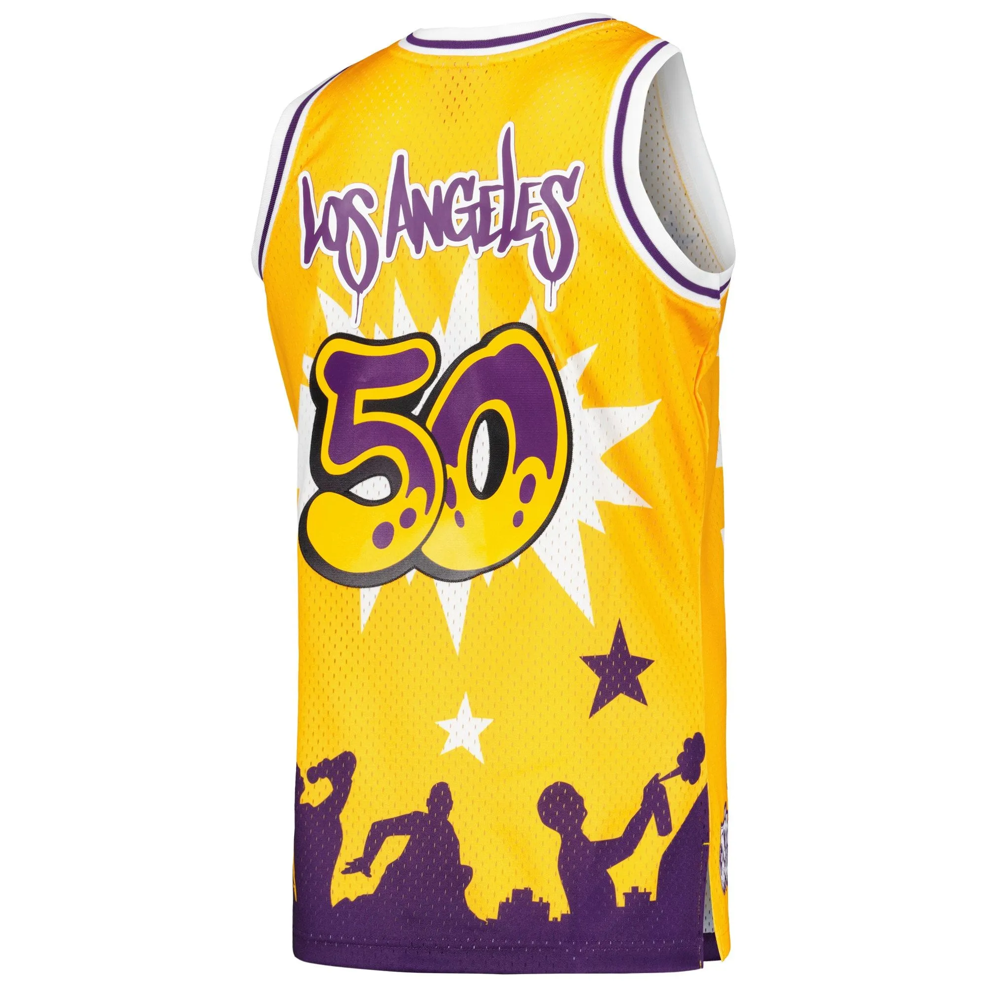 Los Angeles Lakers Mitchell & Ness X Tats Cru Hardwood Classics Fashion Jersey - Gold