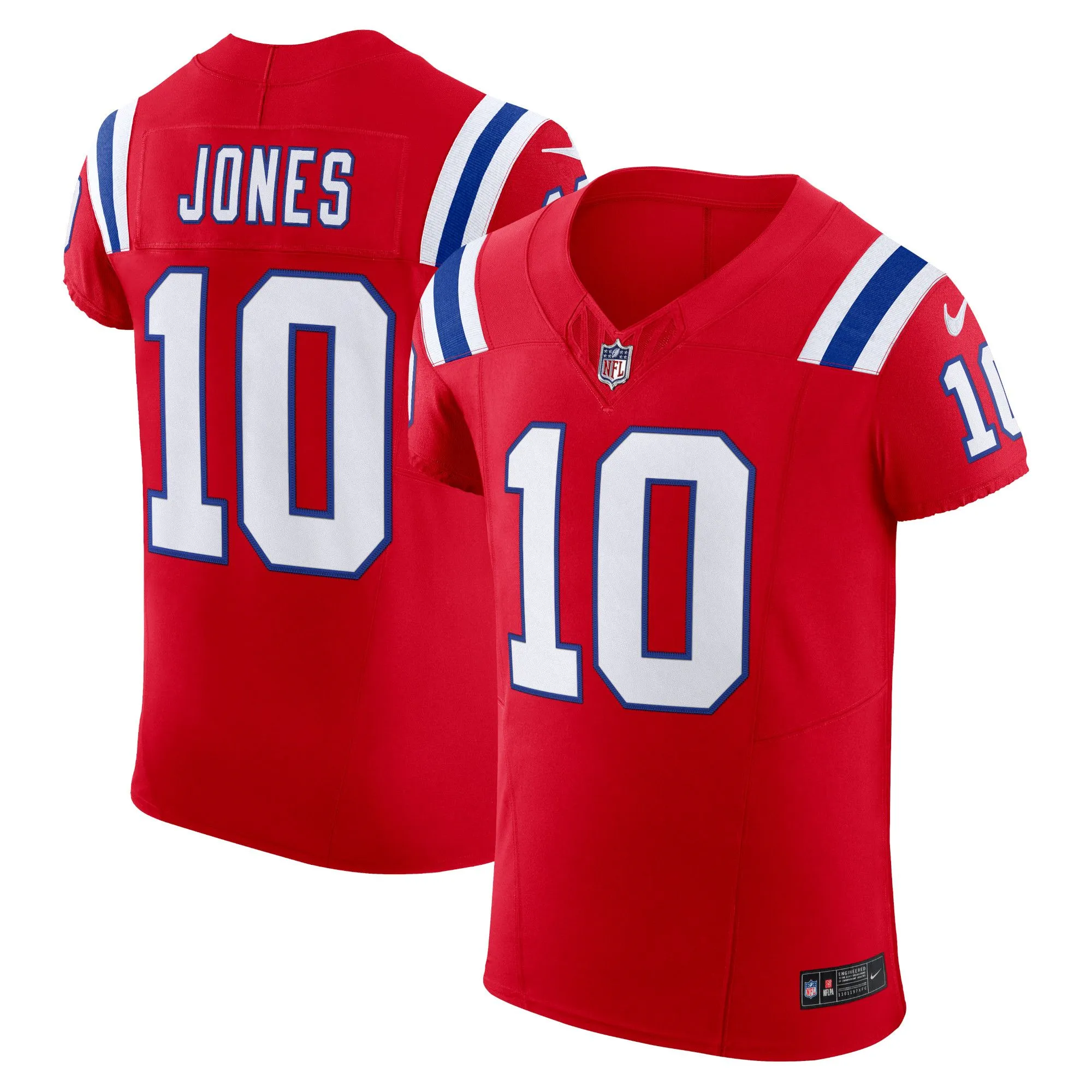 Mac Jones New England Patriots  Alternate Vapor F.U.S.E. Elite Jersey - Red