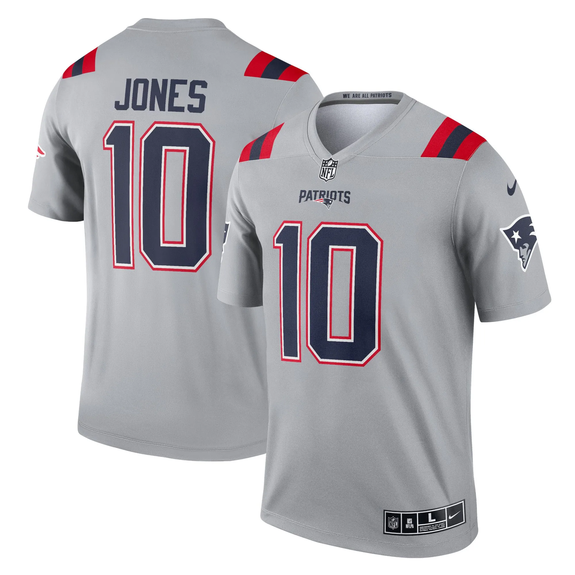 Mac Jones New England Patriots  Inverted Legend Jersey - Gray