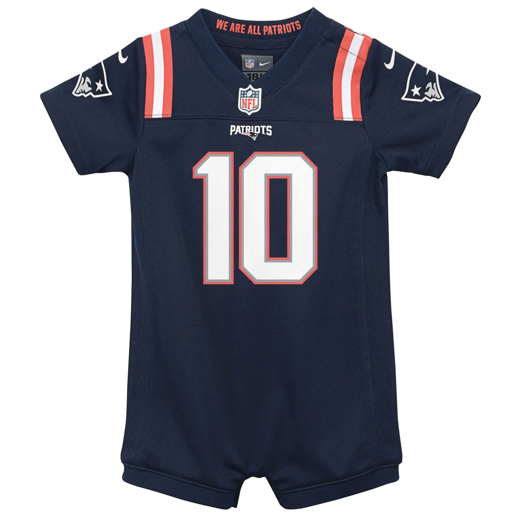 Mac Jones New England Patriots  Newborn & Infant Game Romper Jersey - Navy