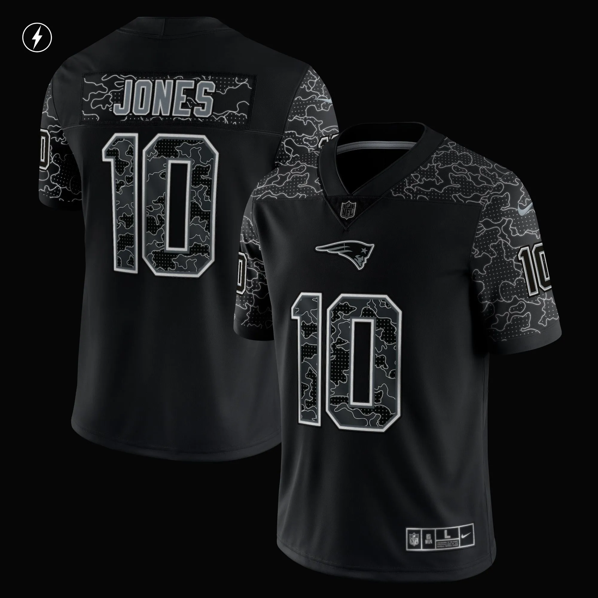 Mac Jones New England Patriots  RFLCTV Limited Jersey - Black