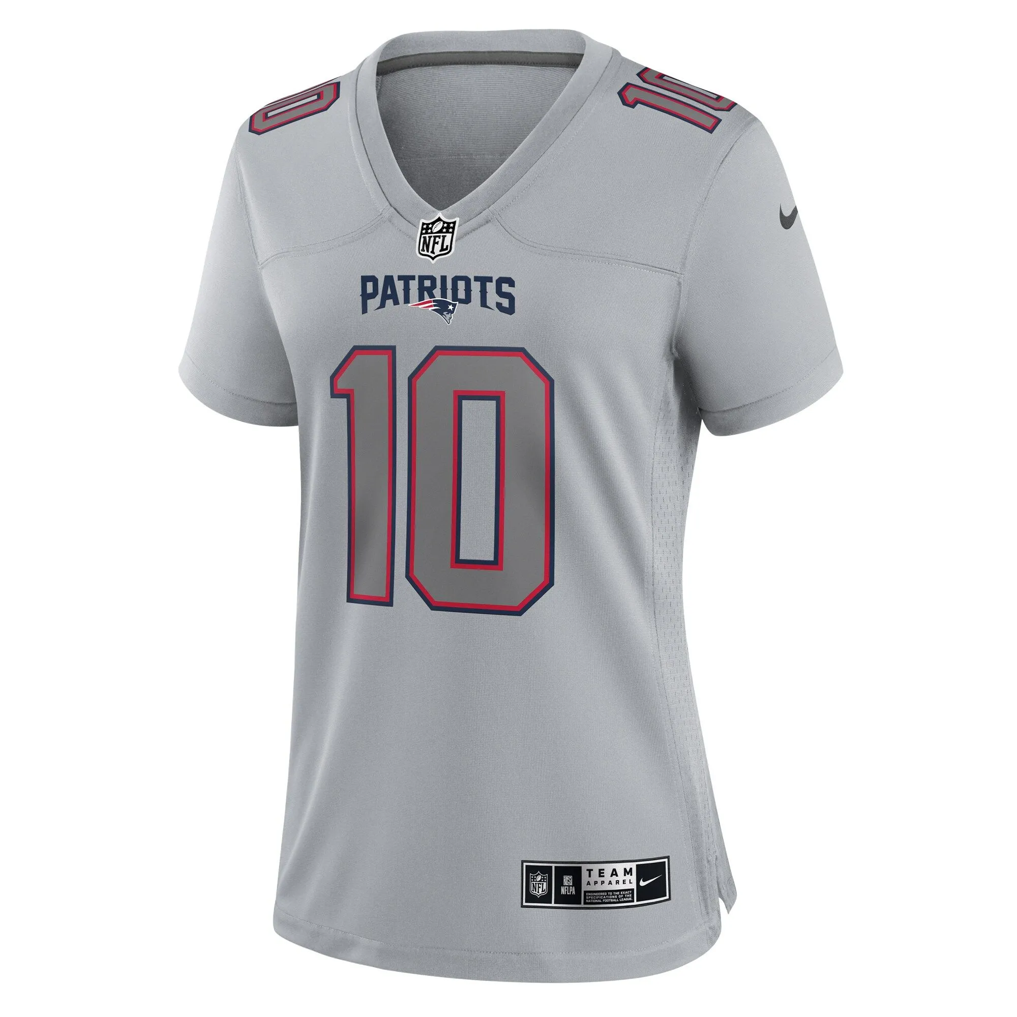 Mac Jones New England Patriots  Women's Atmosphere Fashion Game Jersey - Gray