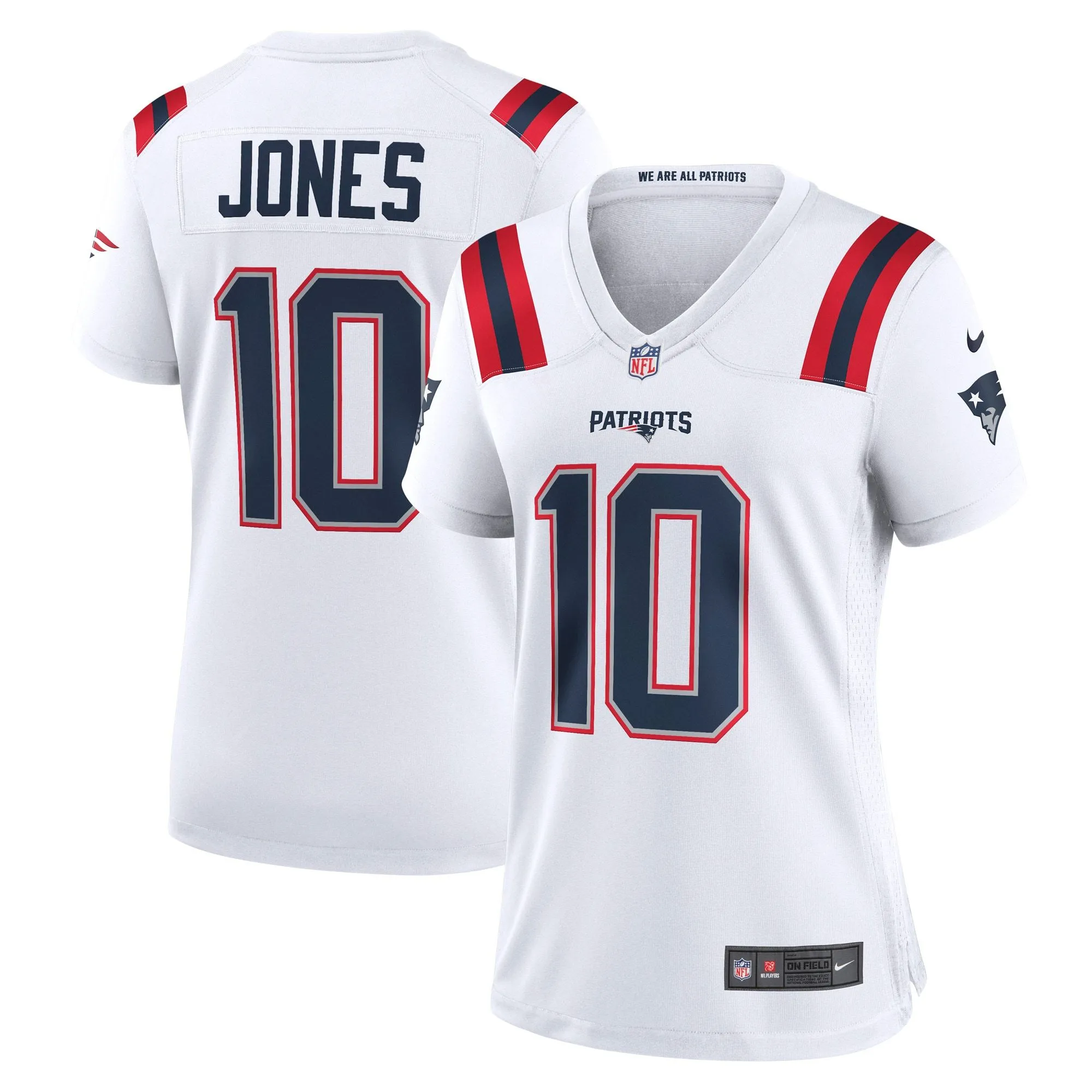 Mac Jones New England Patriots  Women's Player Jersey - White