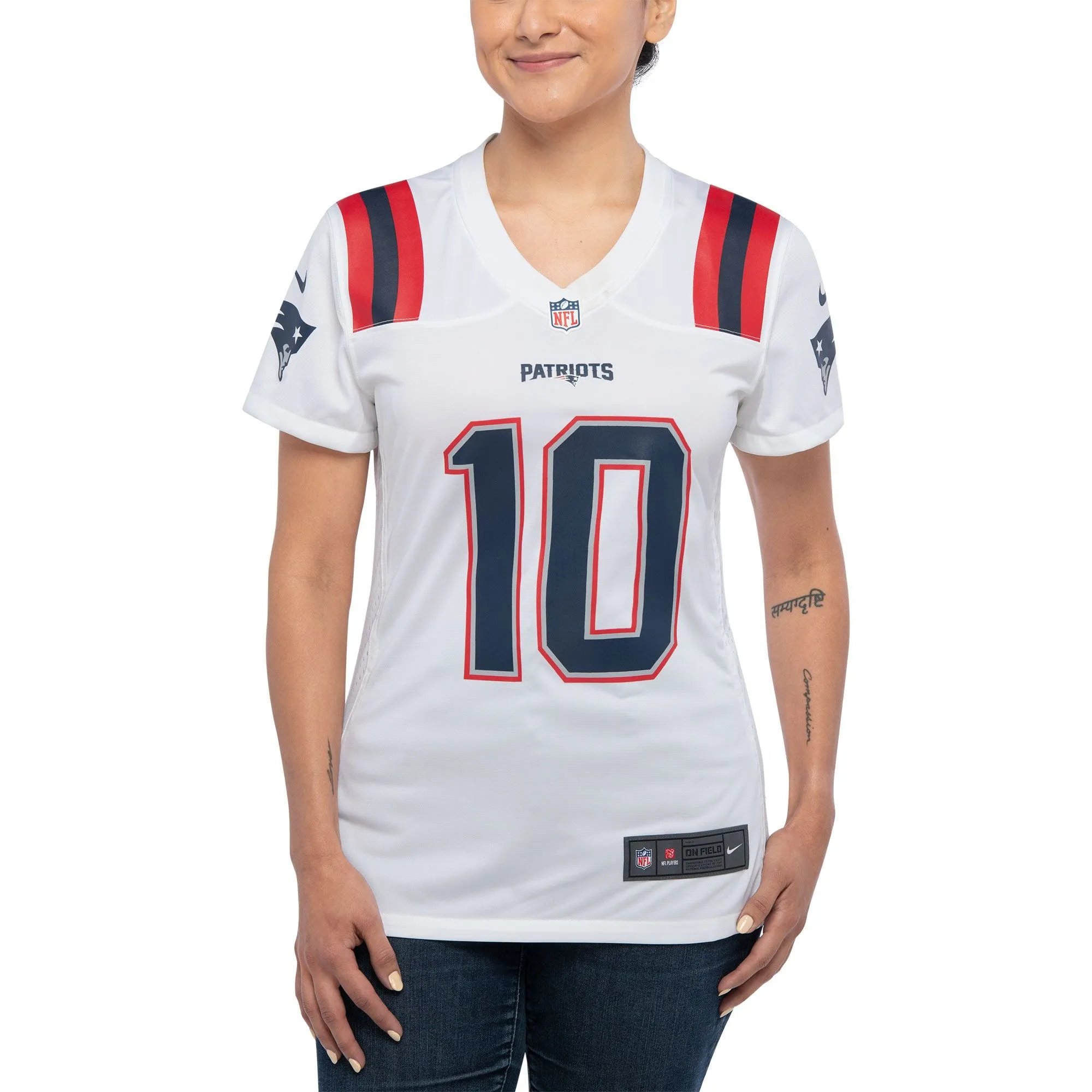 Mac Jones New England Patriots  Women's Player Jersey - White