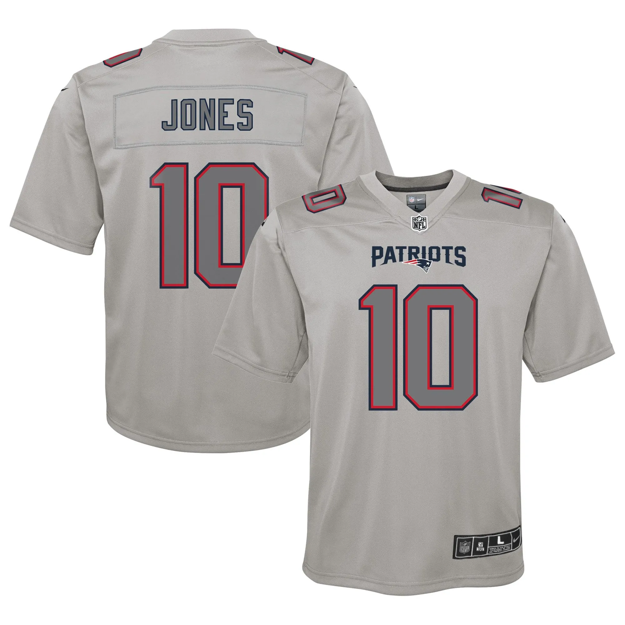 Mac Jones New England Patriots  Youth Atmosphere Fashion Game Jersey - Gray