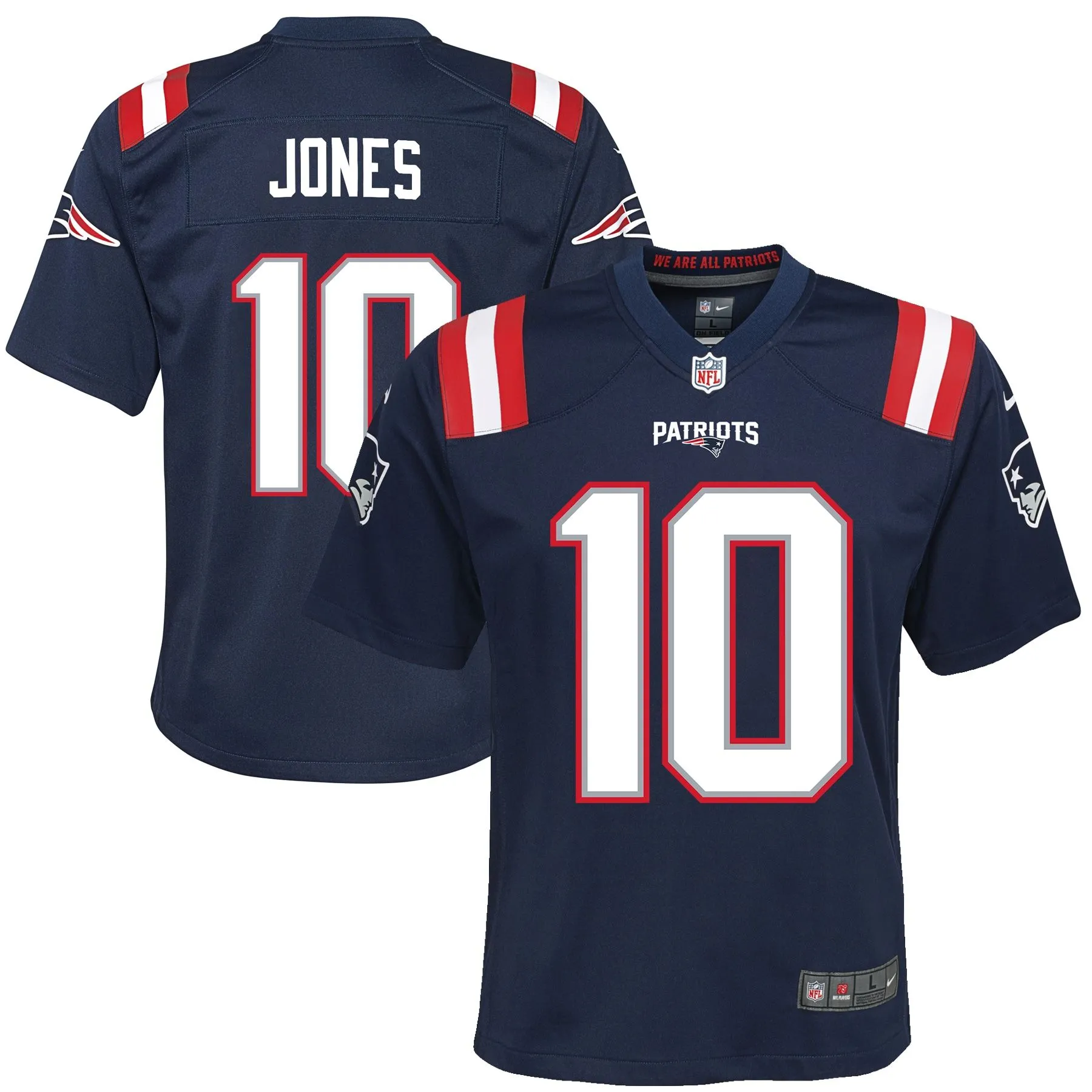 Mac Jones New England Patriots  Youth Game Jersey - Navy