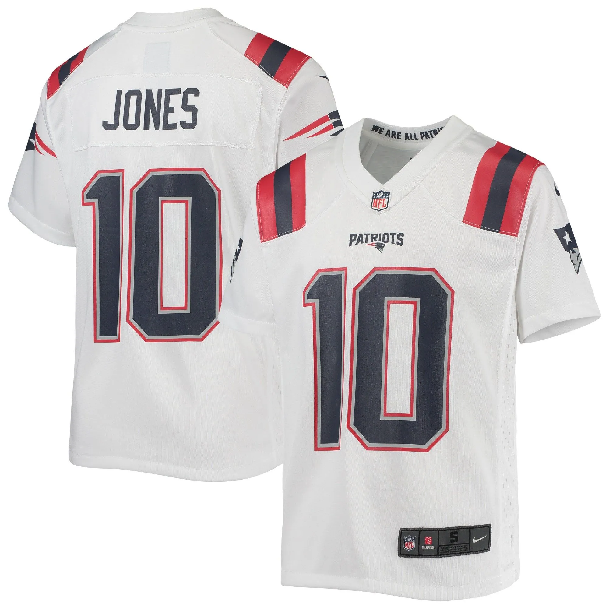 Mac Jones New England Patriots  Youth Game Jersey - White