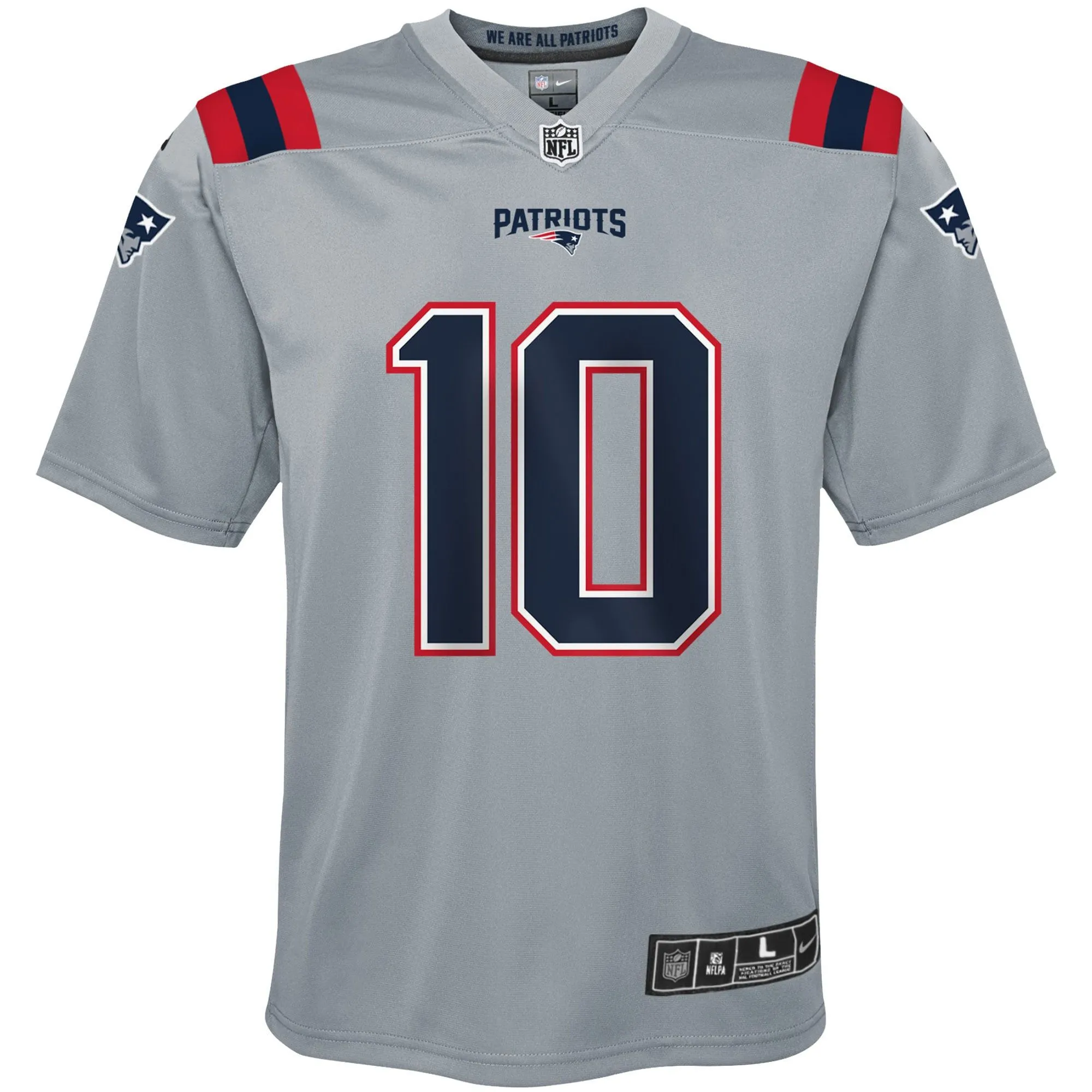 Mac Jones New England Patriots  Youth Inverted Game Jersey - Gray