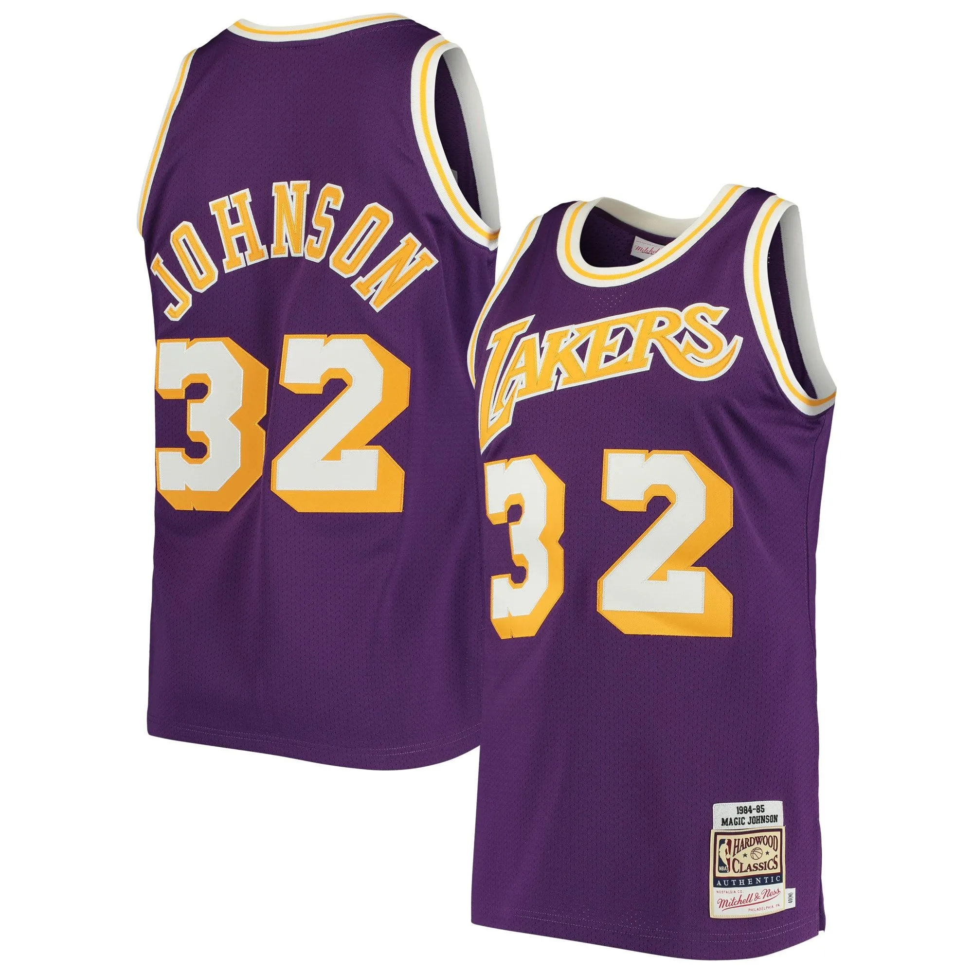 Magic Johnson Los Angeles Lakers Mitchell & Ness 1984/85 Hardwood Classics  Jersey - Purple