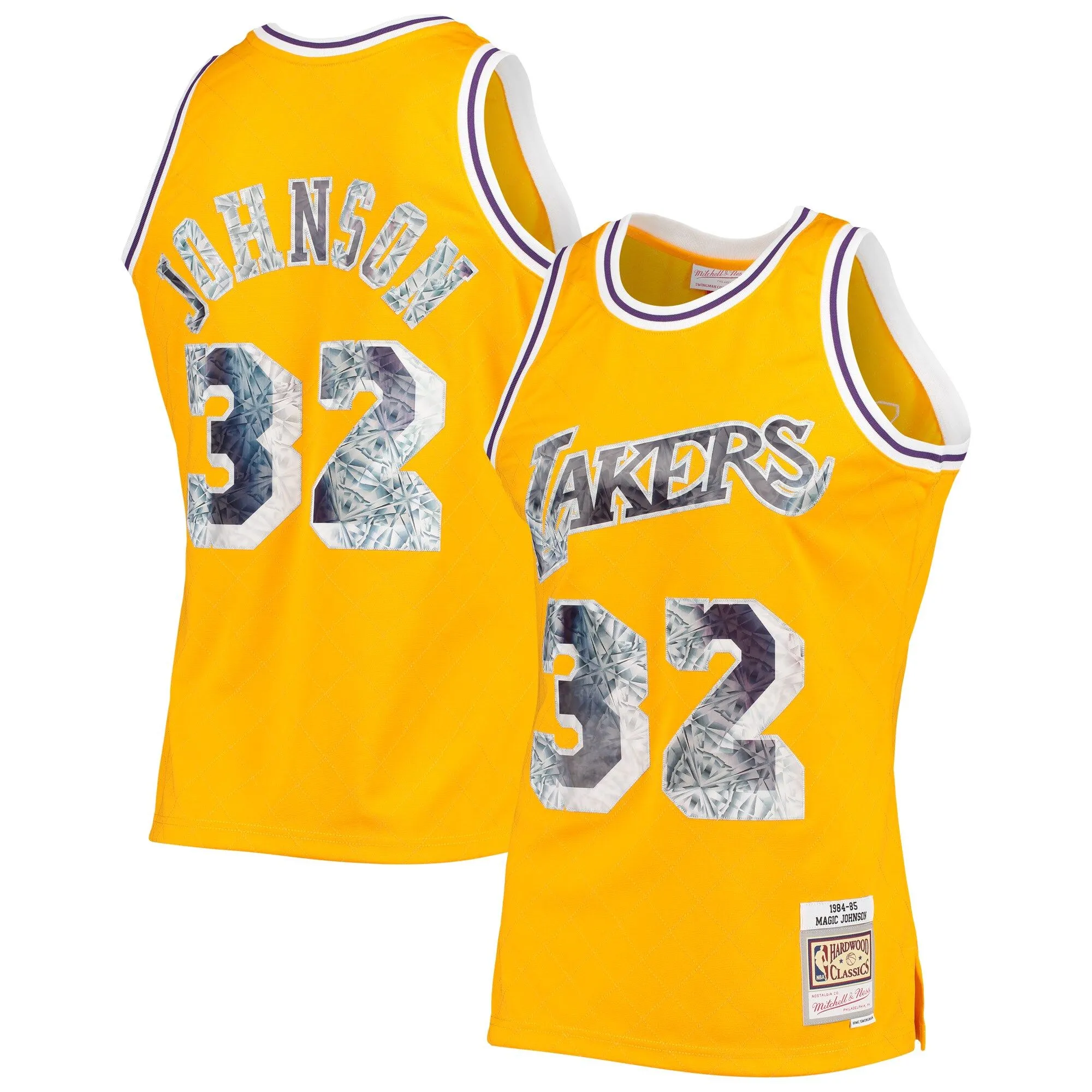 Magic Johnson Los Angeles Lakers Mitchell & Ness 1984/85 Hardwood Classics NBA 75th Anniversary Diamond Swingman Jersey - Gold