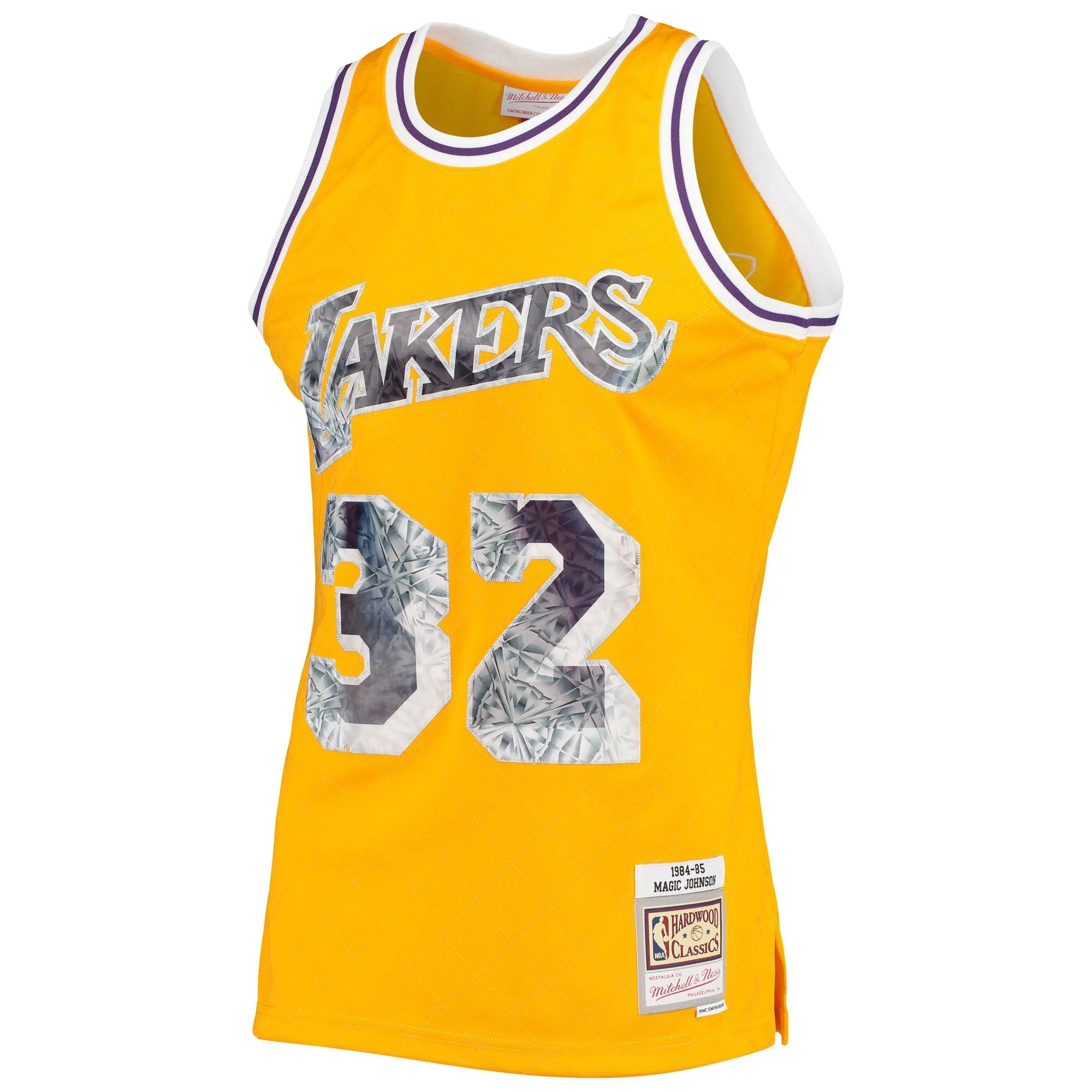 Magic Johnson Los Angeles Lakers Mitchell & Ness 1984/85 Hardwood Classics NBA 75th Anniversary Diamond Swingman Jersey - Gold