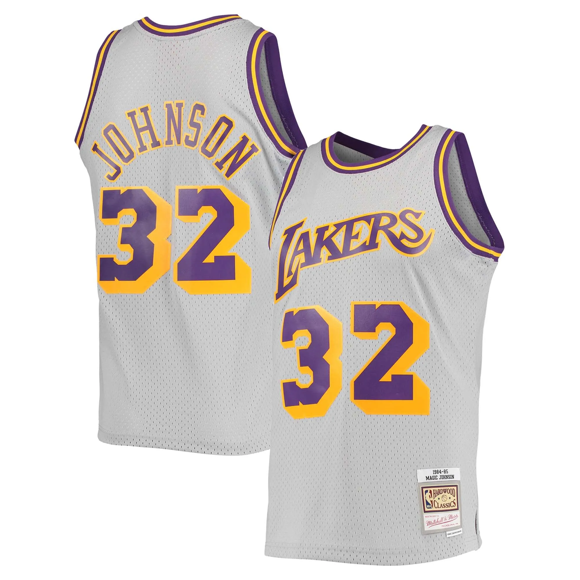 Magic Johnson Los Angeles Lakers Mitchell & Ness 1984-85 Hardwood Classics Reload 2.0 Throwback Swingman Jersey - Gray