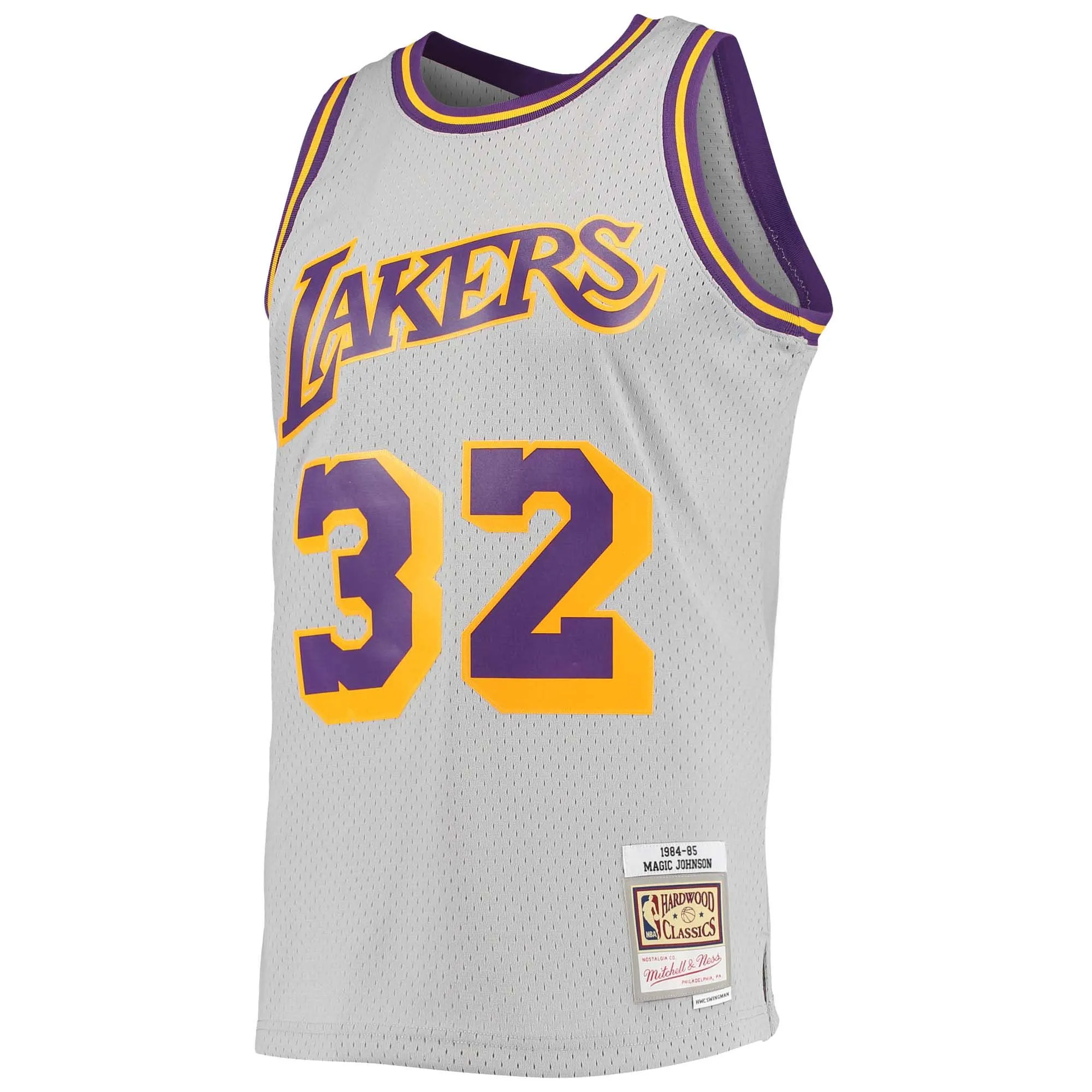 Magic Johnson Los Angeles Lakers Mitchell & Ness 1984-85 Hardwood Classics Reload 2.0 Throwback Swingman Jersey - Gray