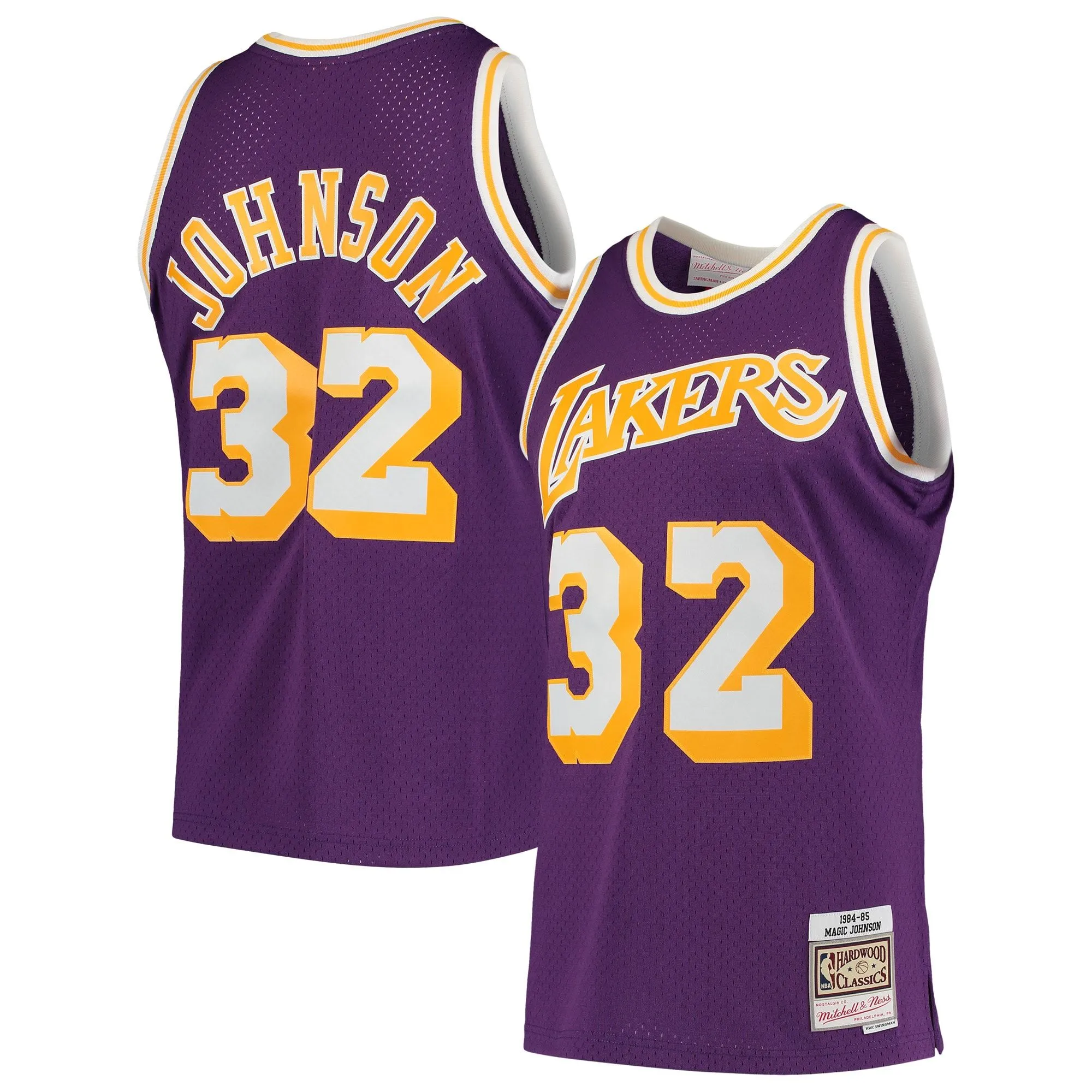 Magic Johnson Los Angeles Lakers Mitchell & Ness 1984/85 Hardwood Classics Swingman Jersey - Purple