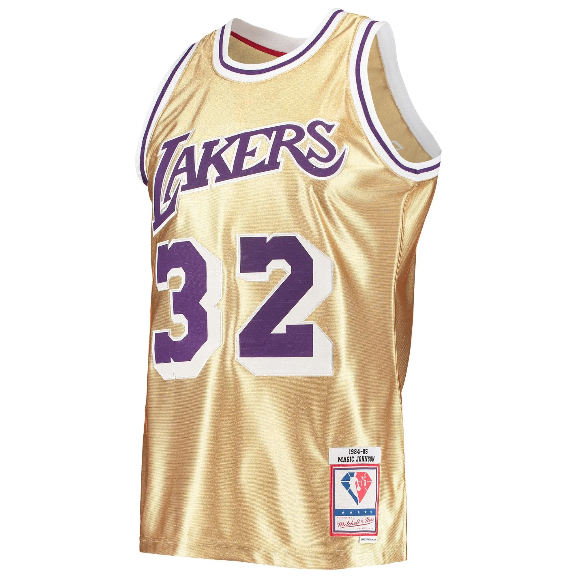 Magic Johnson Los Angeles Lakers Mitchell & Ness 75th Anniversary 1984/85 Hardwood Classics Swingman Jersey - Gold