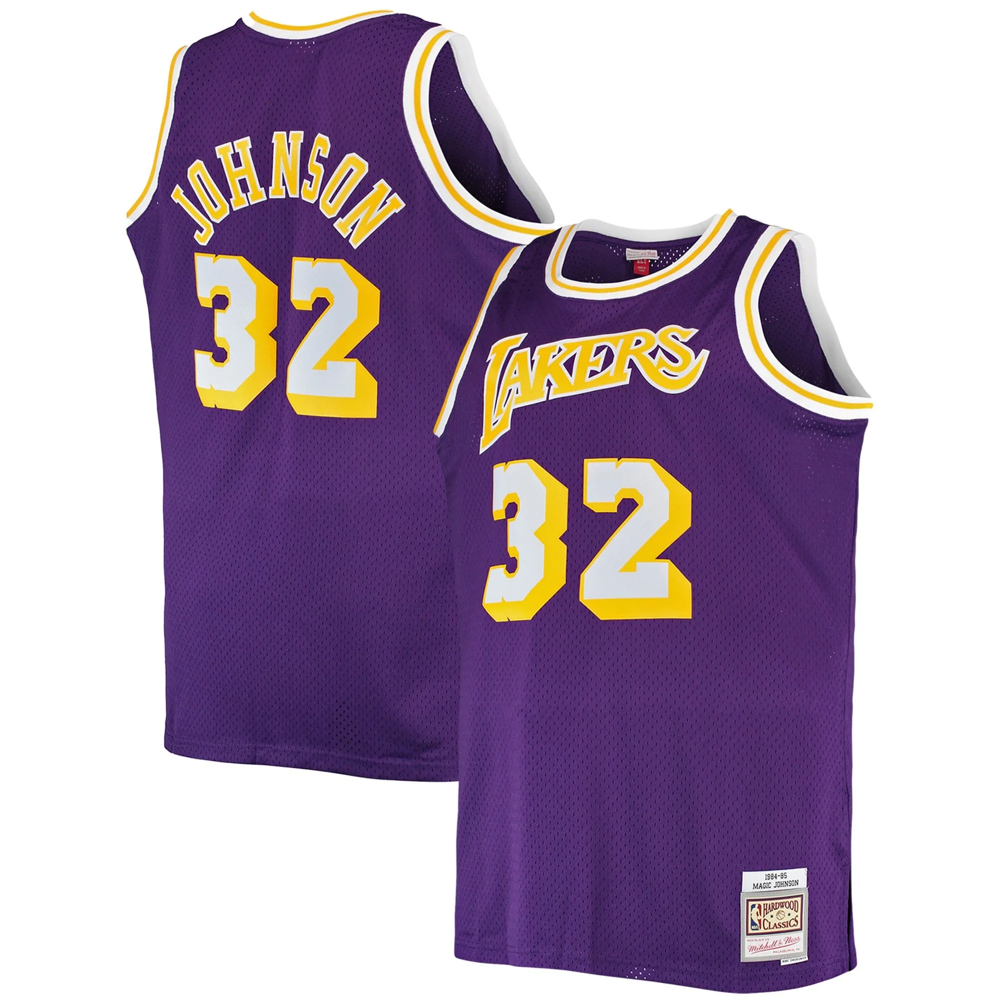 Magic Johnson Los Angeles Lakers Mitchell & Ness Big & Tall 1984/85 Hardwood Classics Swingman Jersey - Purple