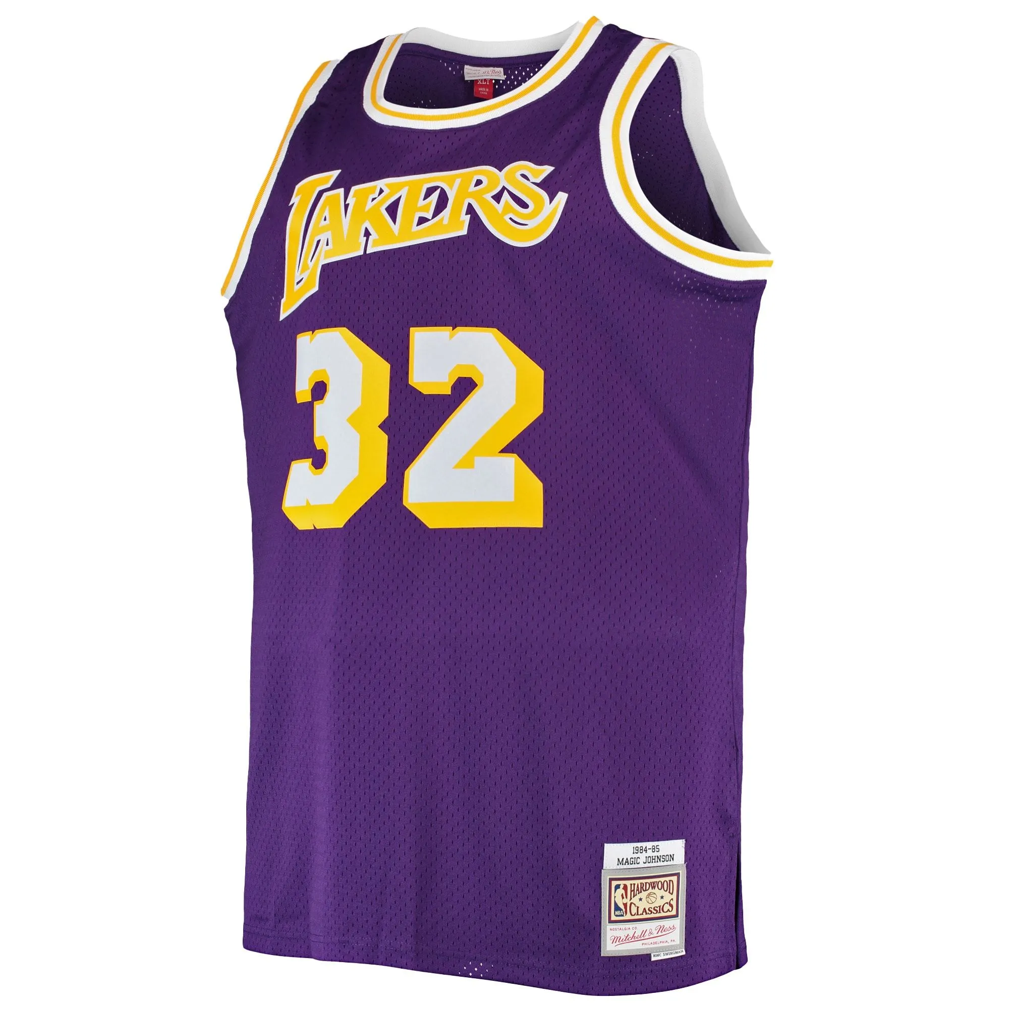 Magic Johnson Los Angeles Lakers Mitchell & Ness Big & Tall 1984/85 Hardwood Classics Swingman Jersey - Purple