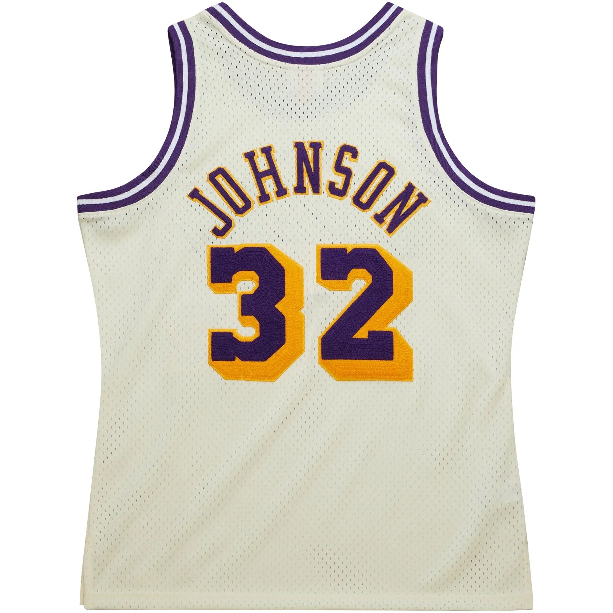 Magic Johnson Los Angeles Lakers Mitchell & Ness Chainstitch Swingman Jersey - Cream