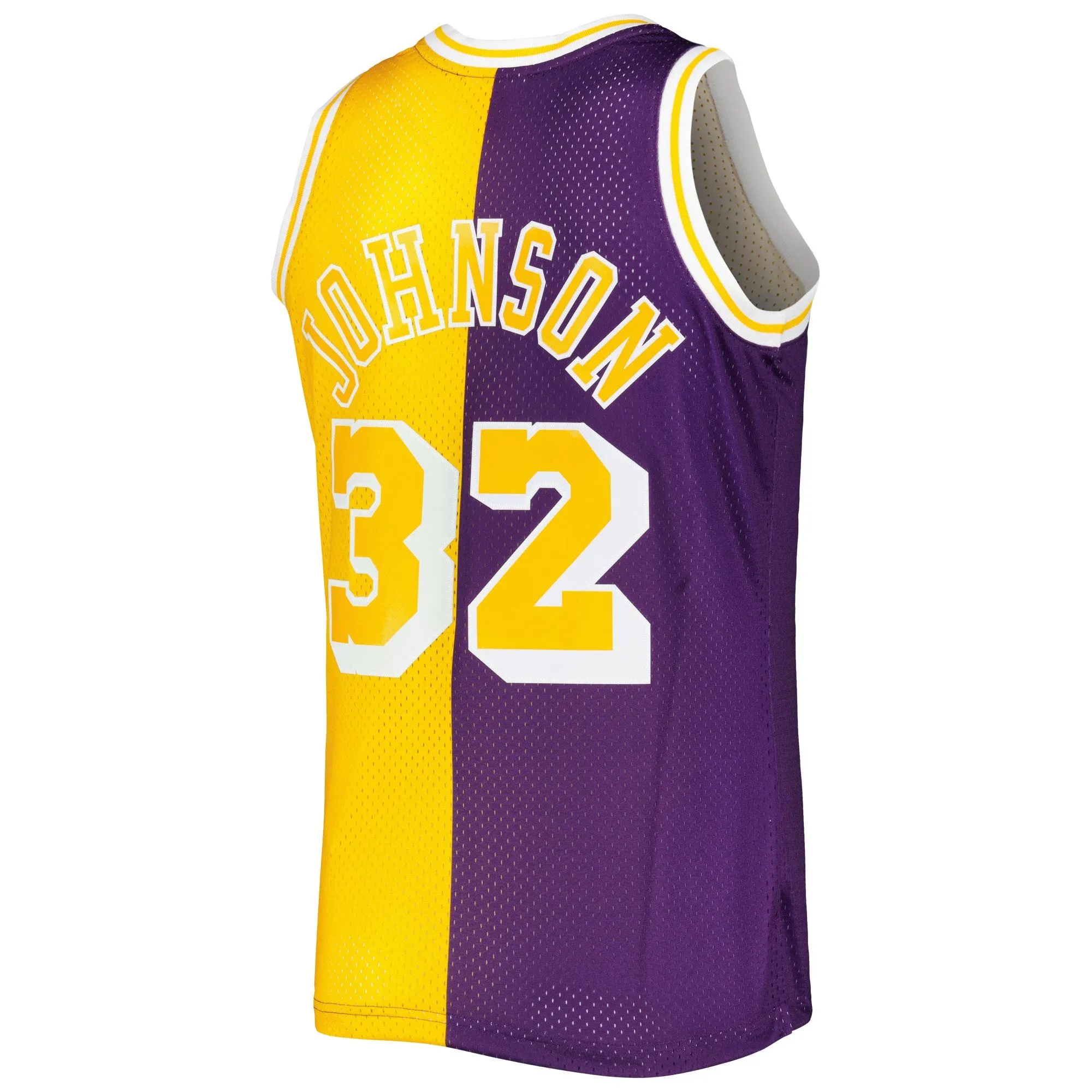 Magic Johnson Los Angeles Lakers Mitchell & Ness Hardwood Classics 1984/85 Split Swingman Jersey - Purple/Gold