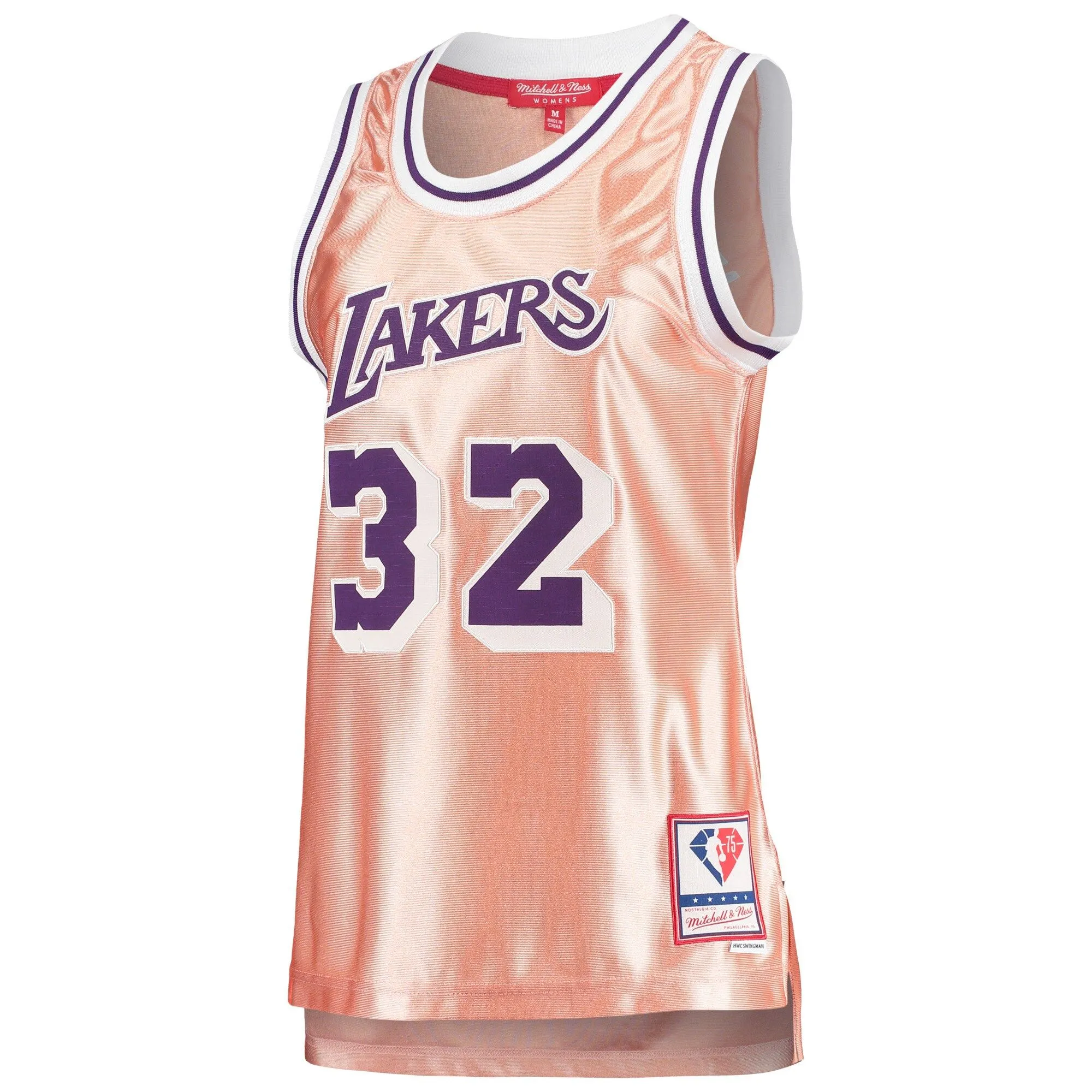 Magic Johnson Los Angeles Lakers Mitchell & Ness Women's 75th Anniversary Rose Gold 1984 Swingman Jersey - Pink