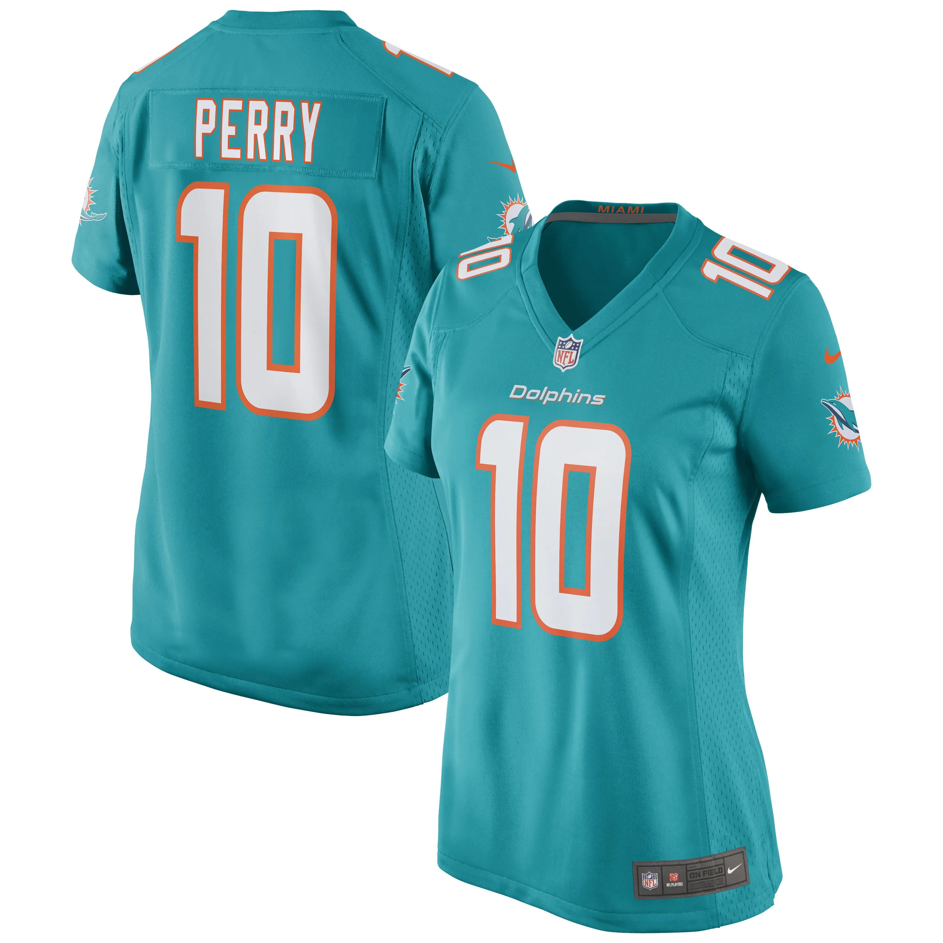 Malcolm Perry Miami Dolphins  Women's Game Jersey - Aqua