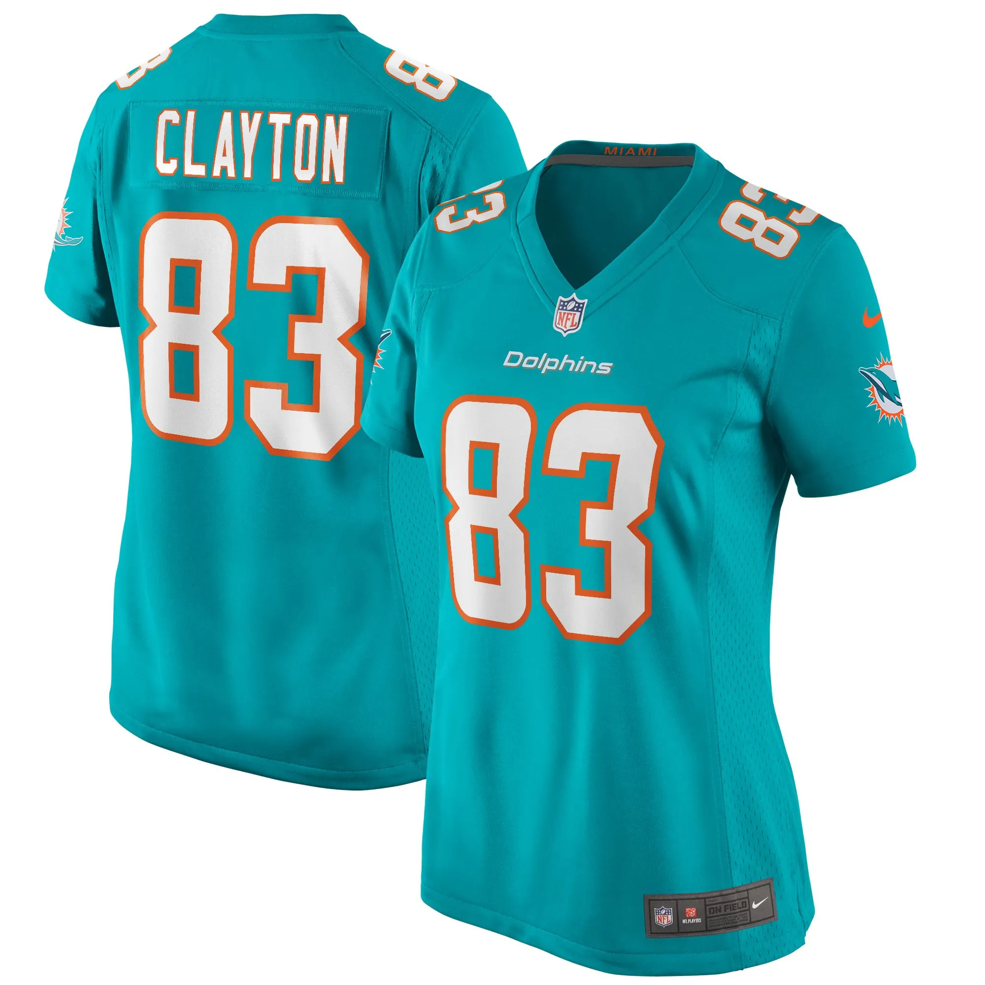 Mark Clayton Miami Dolphins  Women's Game Retired Player Jersey - Aqua