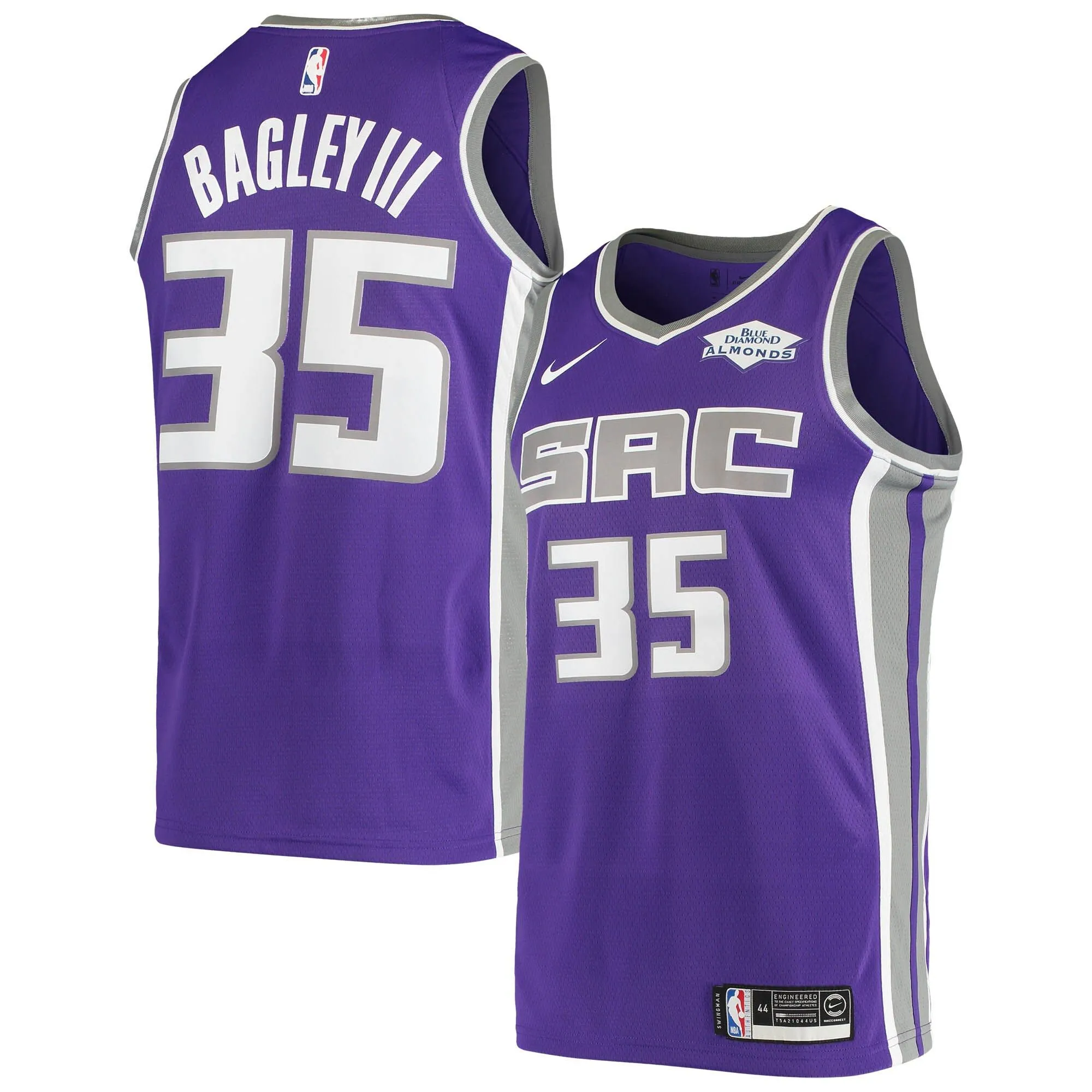 Marvin Bagley III Sacramento Kings  Swingman Player Jersey - Icon Edition - Purple