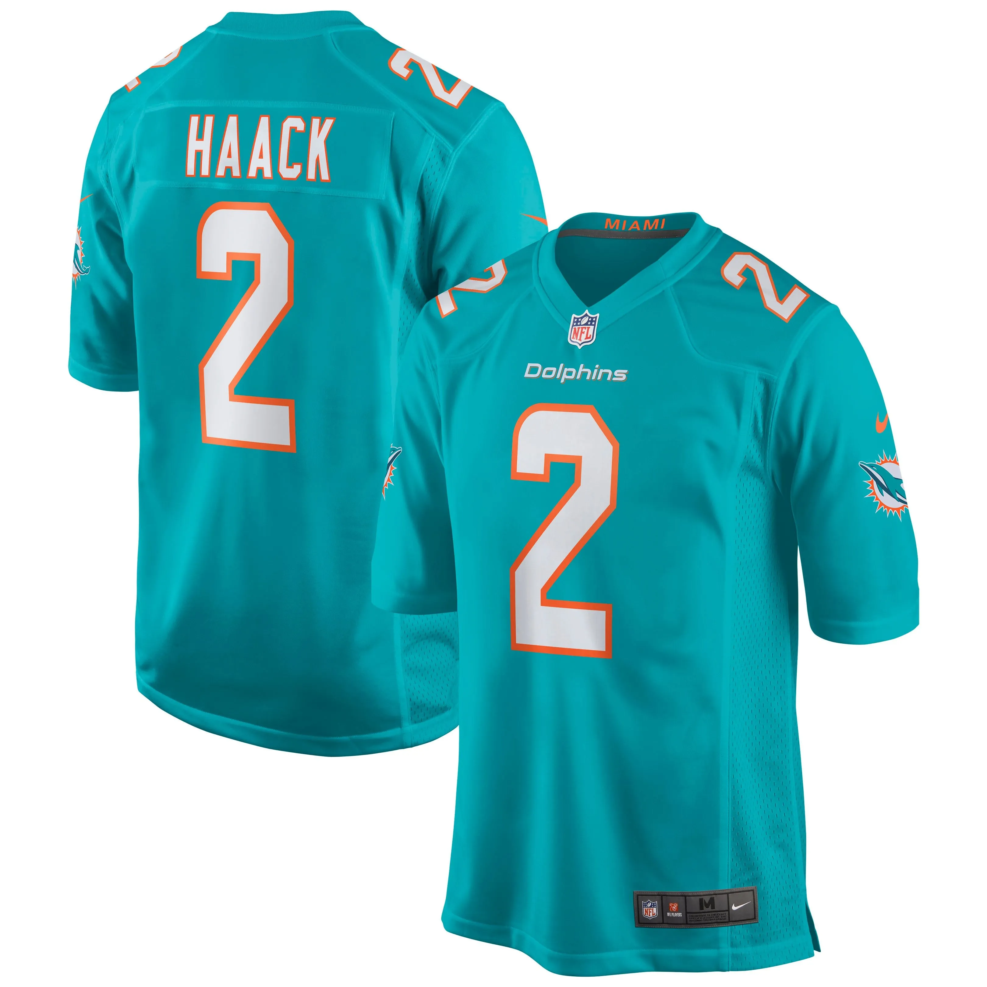 Matt Haack Miami Dolphins  Game Jersey - Aqua