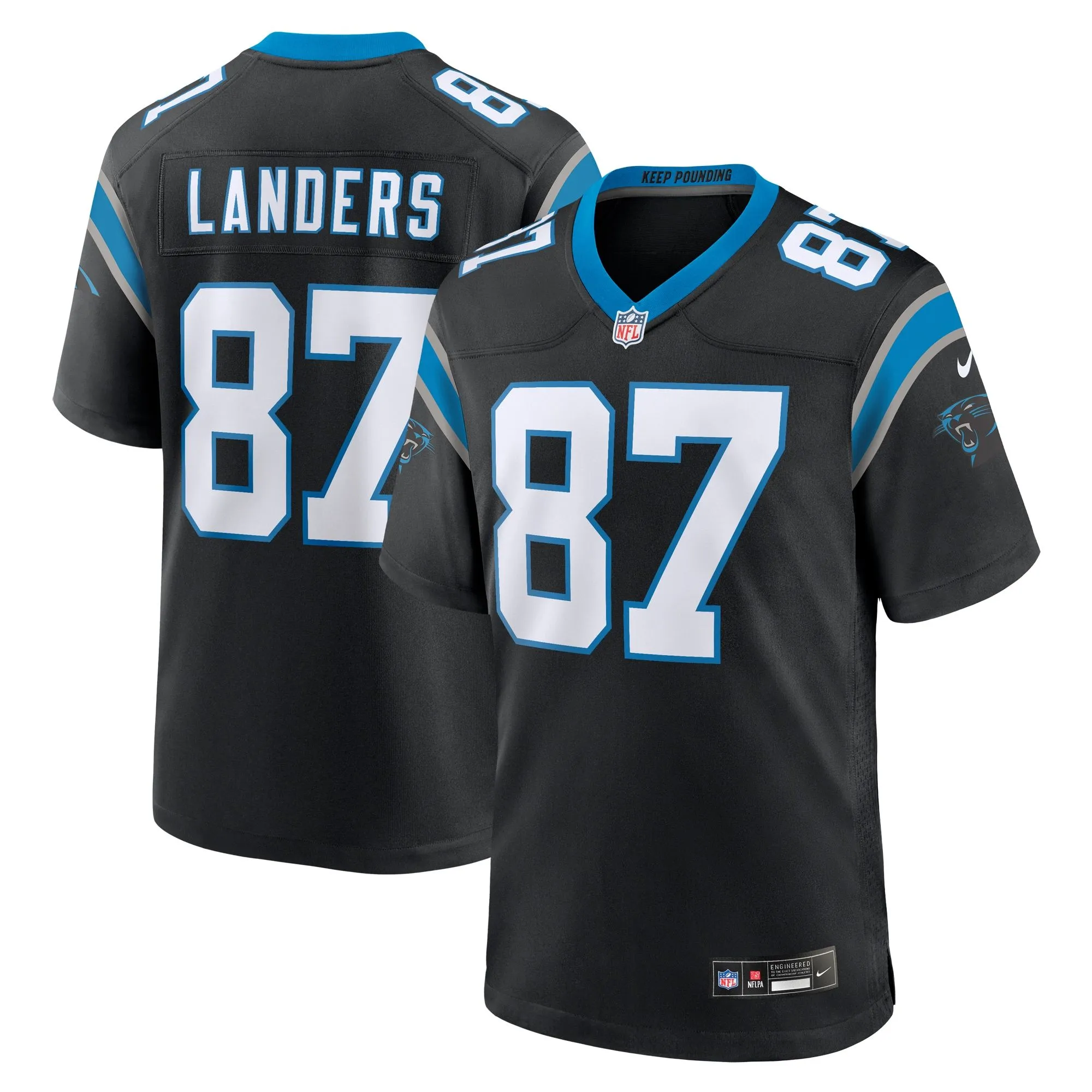 Matt Landers Carolina Panthers  Game Jersey - Black