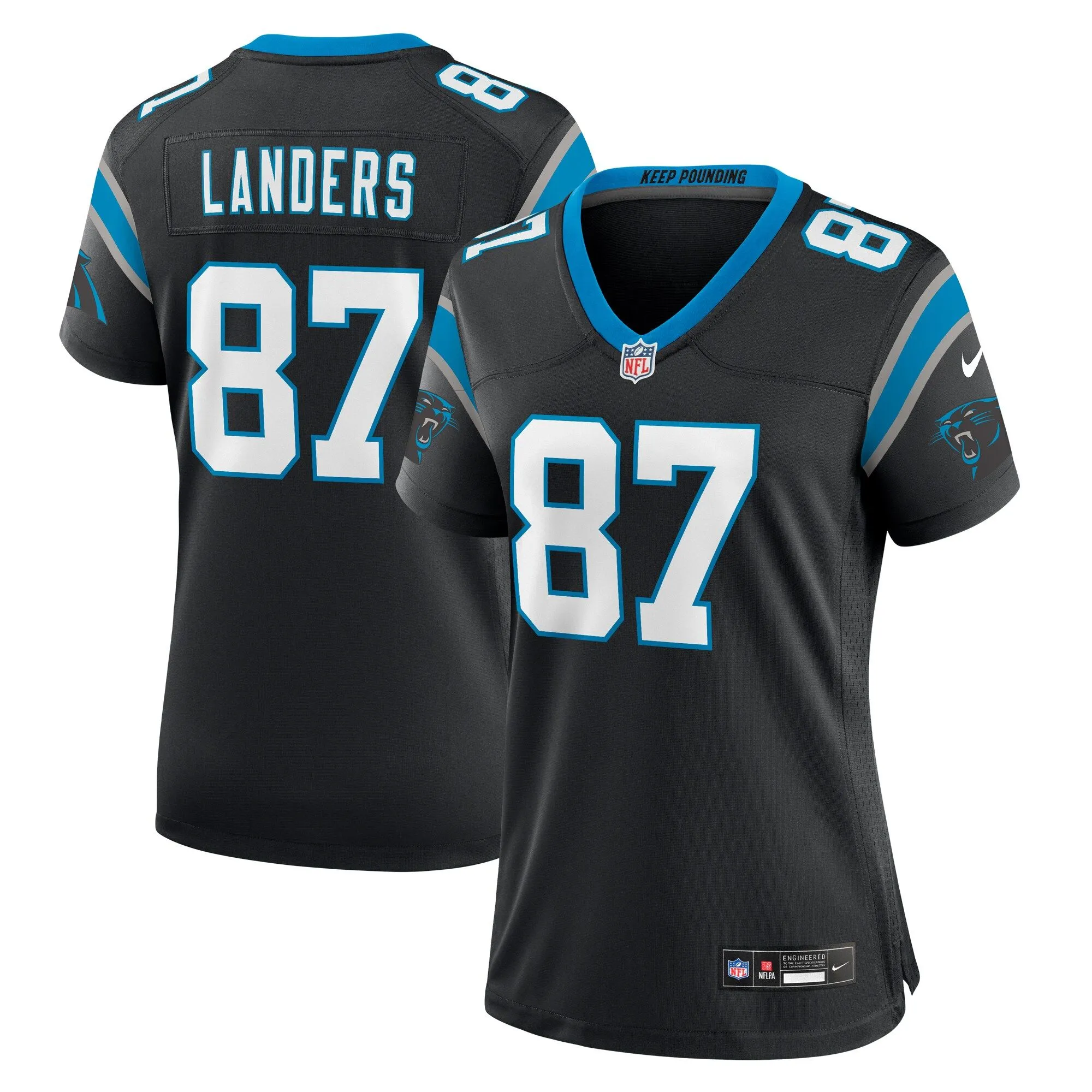 Matt Landers Carolina Panthers  Women's  Game Jersey -  Black