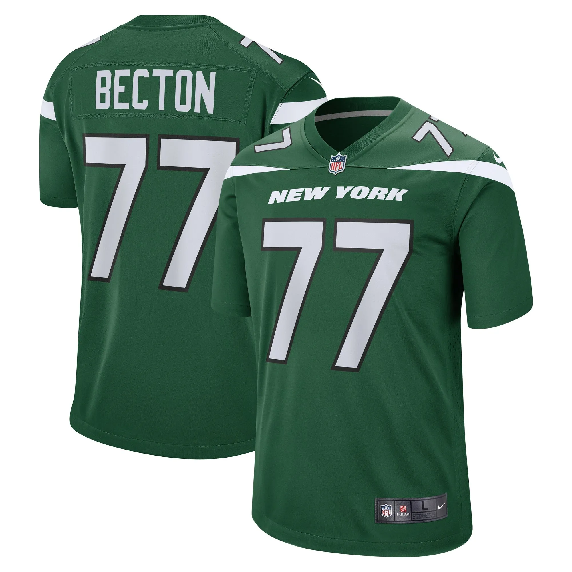 Mekhi Becton New York Jets  Player Game Jersey - Gotham Green