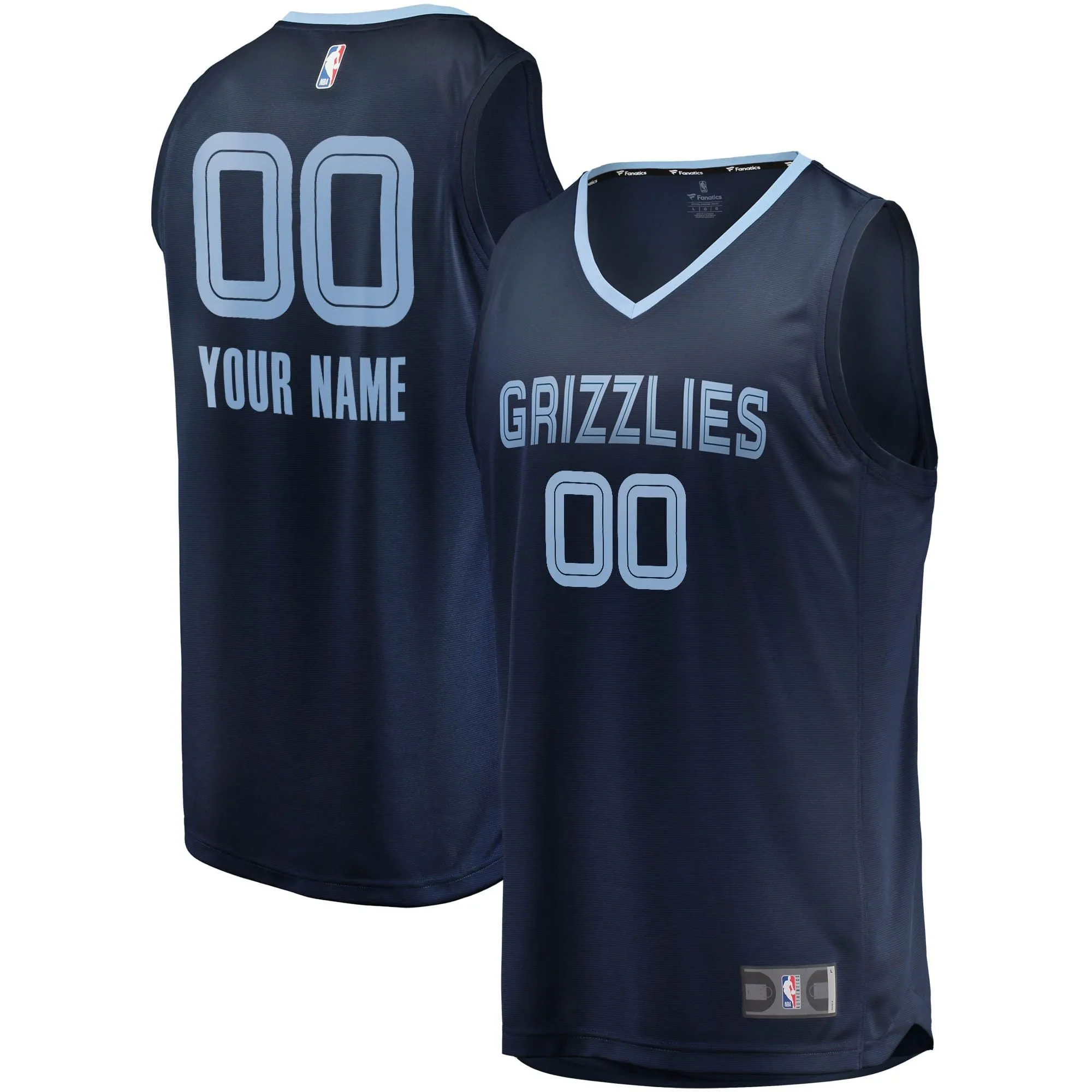 Memphis Grizzlies Fanatics Branded Fast Break Custom Replica Jersey Navy - Icon Edition