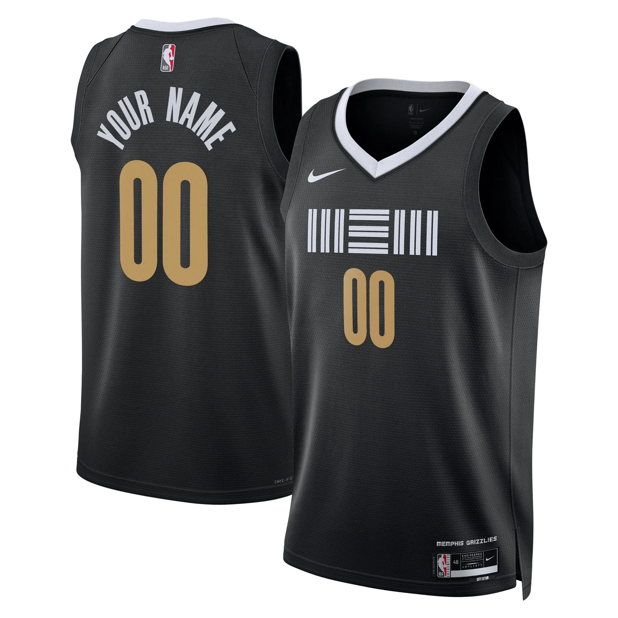 Memphis Grizzlies  Unisex 2023/24 Custom Swingman Jersey - Black - City Edition