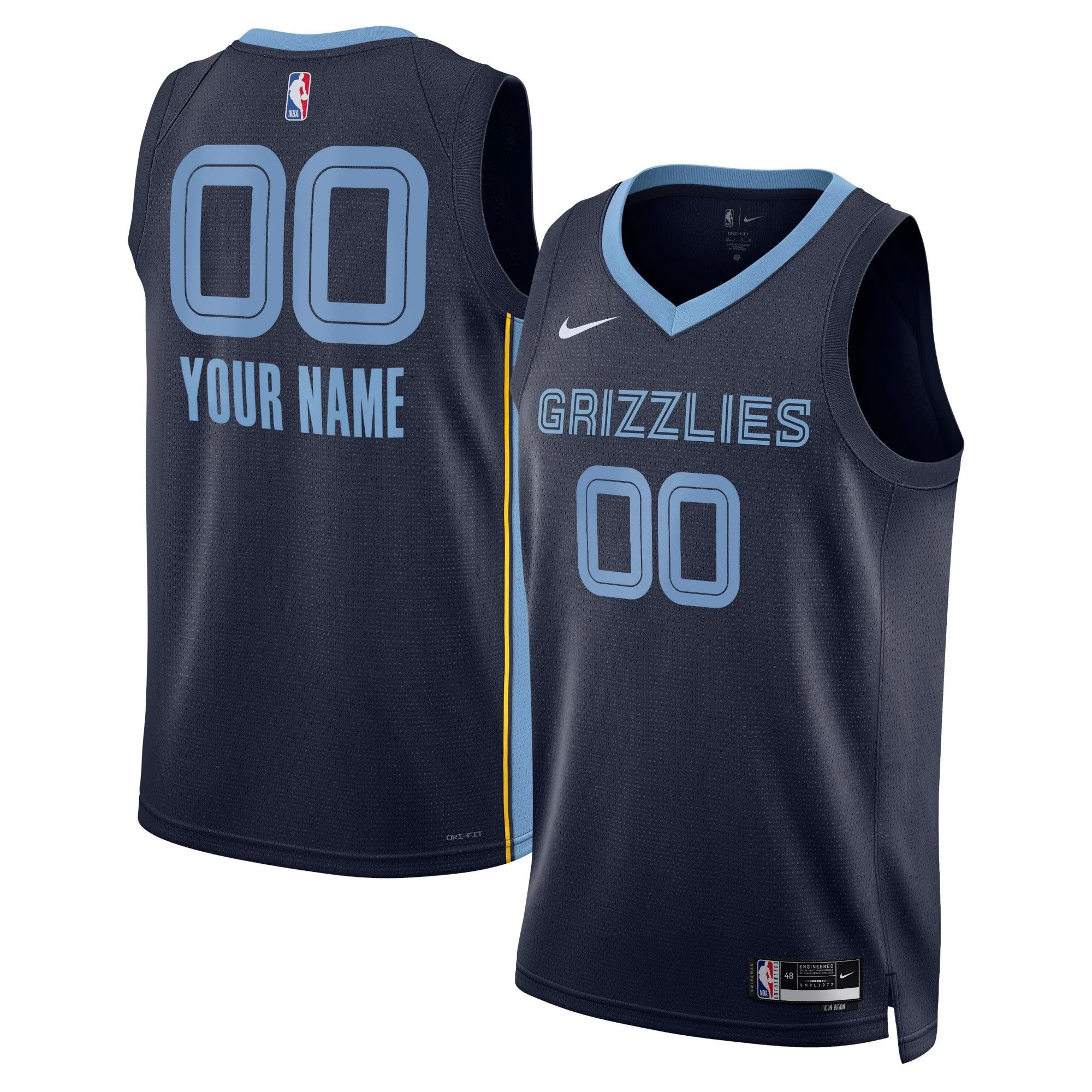 Memphis Grizzlies  Unisex Swingman Custom Jersey Navy - Icon Edition