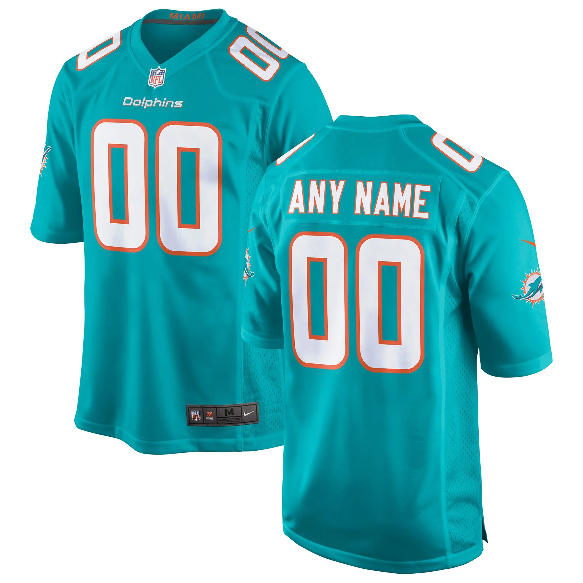 Miami Dolphins  Custom Game Jersey - Aqua