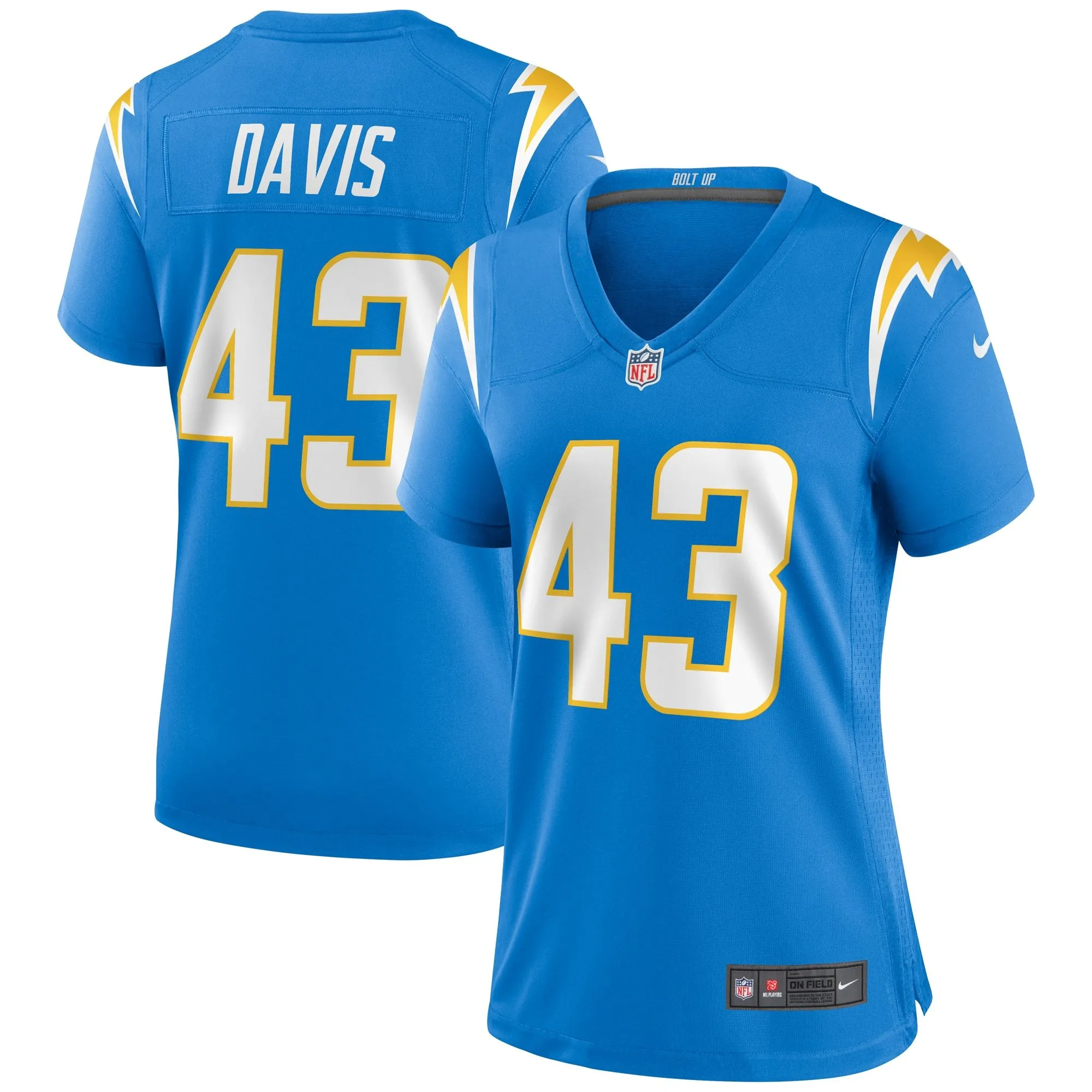 Michael Davis Los Angeles Chargers  Women's Game Jersey - Powder Blue