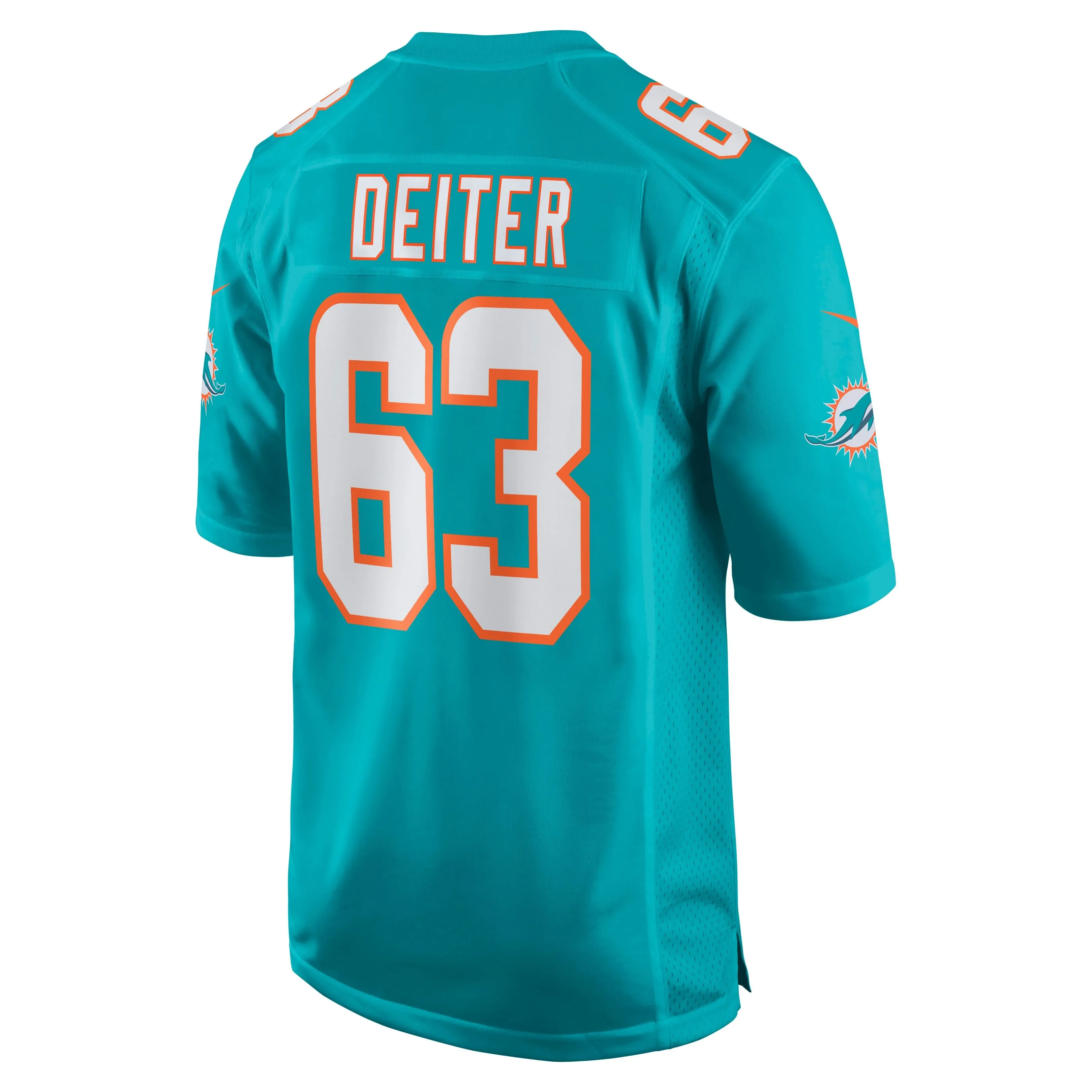 Michael Deiter Miami Dolphins  Game Jersey - Aqua