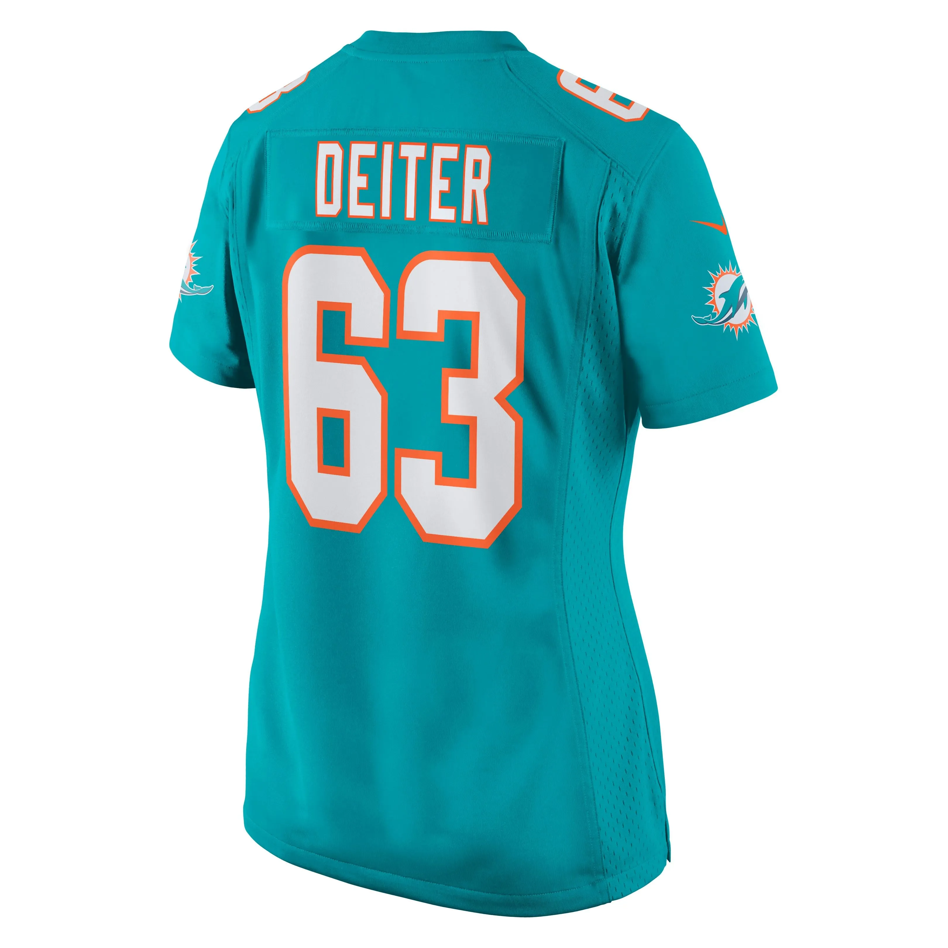 Michael Deiter Miami Dolphins  Women's Game Jersey - Aqua