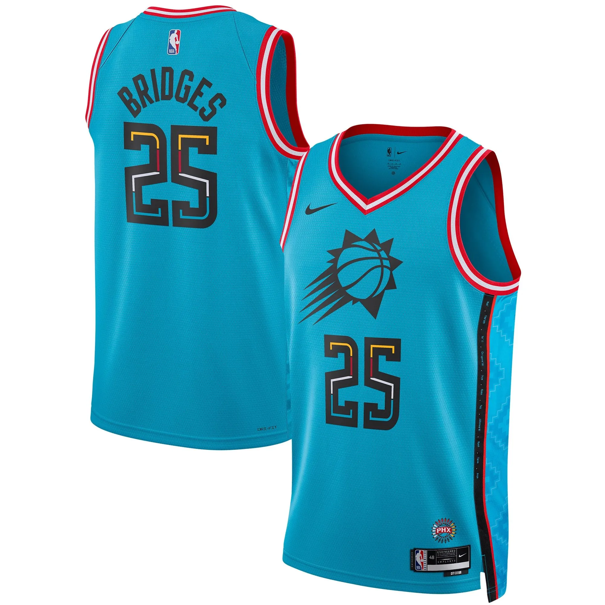 Mikal Bridges Phoenix Suns  Unisex 2022/23 Swingman Jersey - City Edition - Turquoise